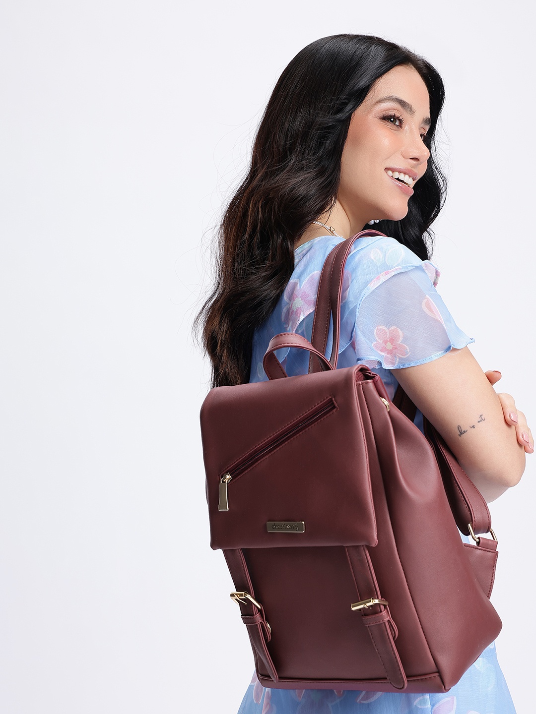 

DressBerry Faux Leather Backpack, Maroon