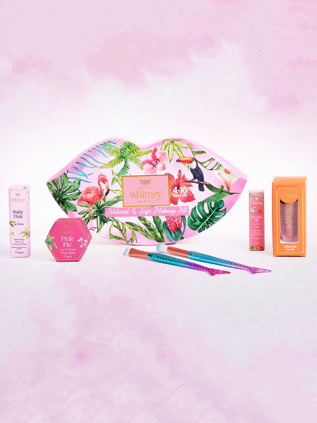

Whimsy Beauty Liplicious Girls Set Of 7 Safe & Organic Beauty Makeup Kit, Pink