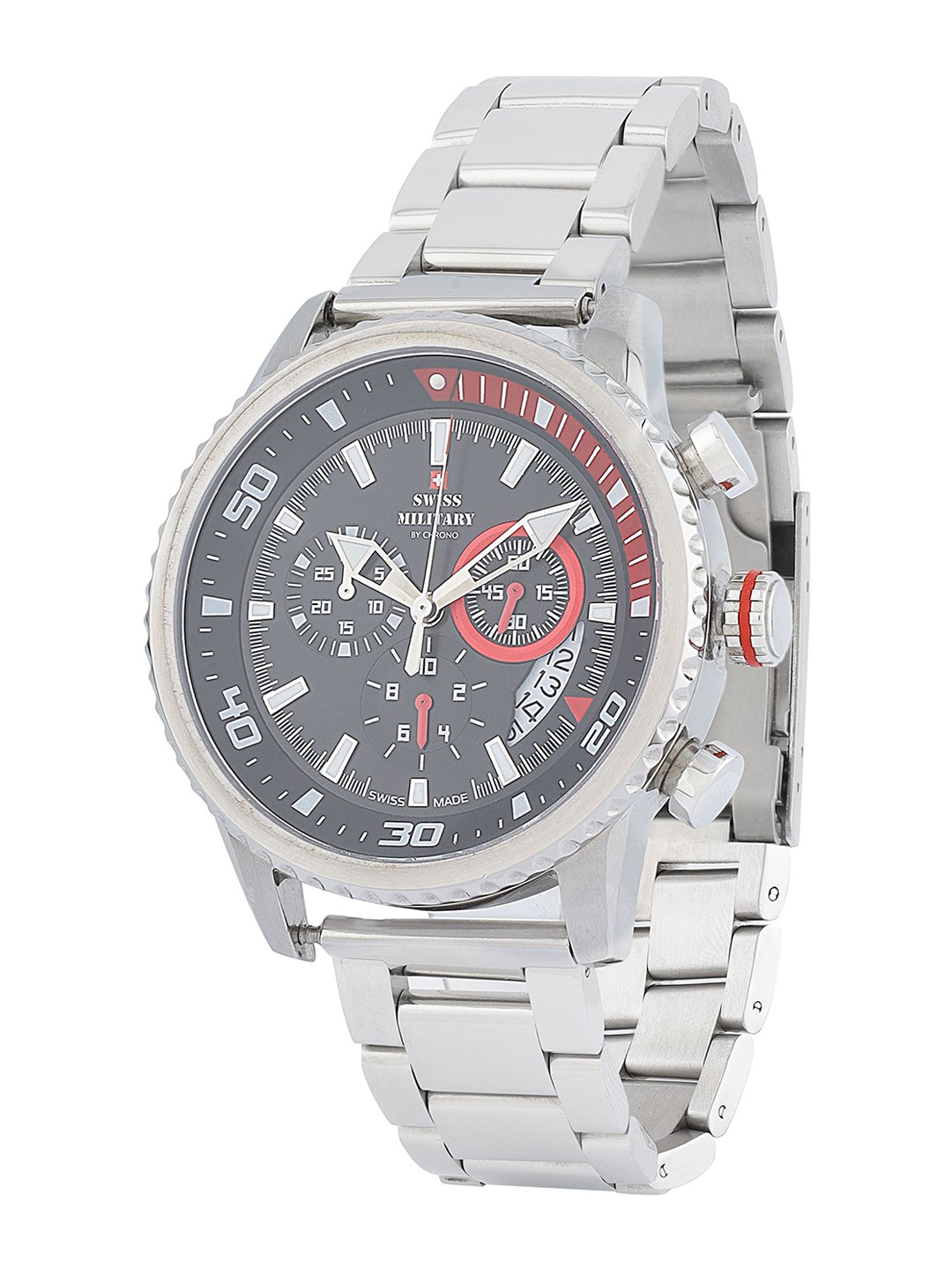 

Swiss Military by Chrono Men Dial & Stainless Steel Straps Analogue Chronograph Watch SM34042.07ZM, Black