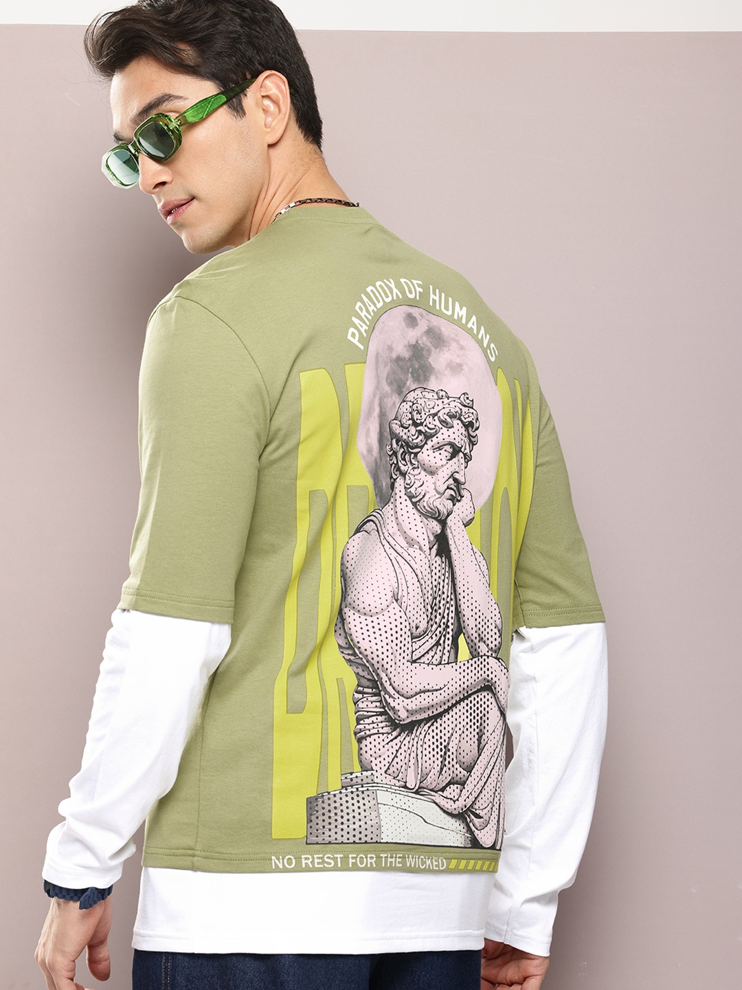 

Kook N Keech Graphic Printed Doctor Sleeves Oversized T-shirt, Green