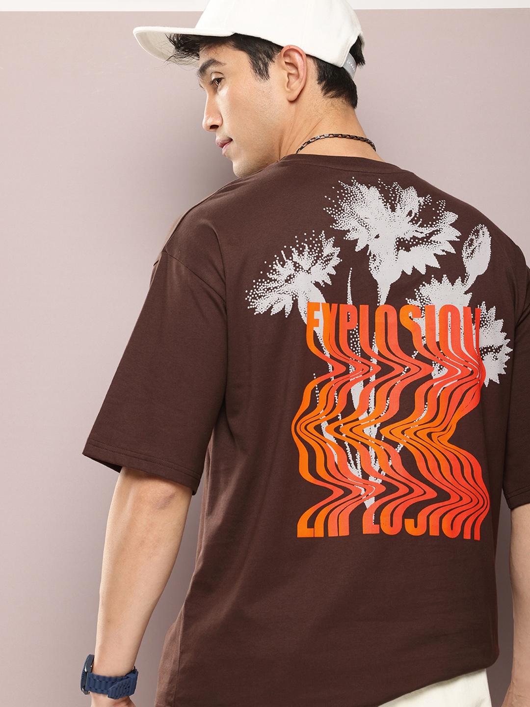 

Kook N Keech Typography Printed Oversized T-shirt with Pocket Detail, Brown