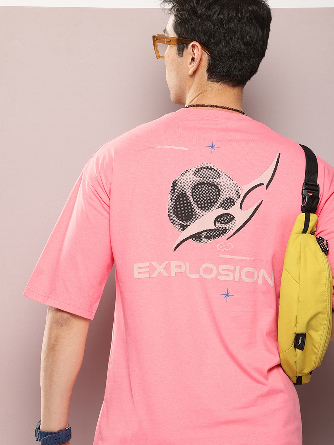 

Kook N Keech Graphic Printed Oversized T-shirt with Pocket Detail, Pink