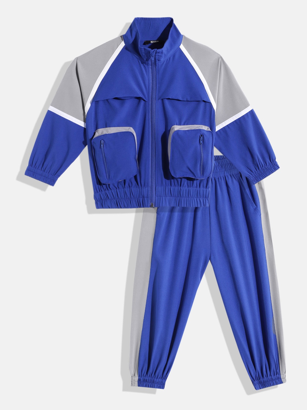 

HERE&NOW Girls Colourblocked Sweatshirt With Joggers, Navy blue