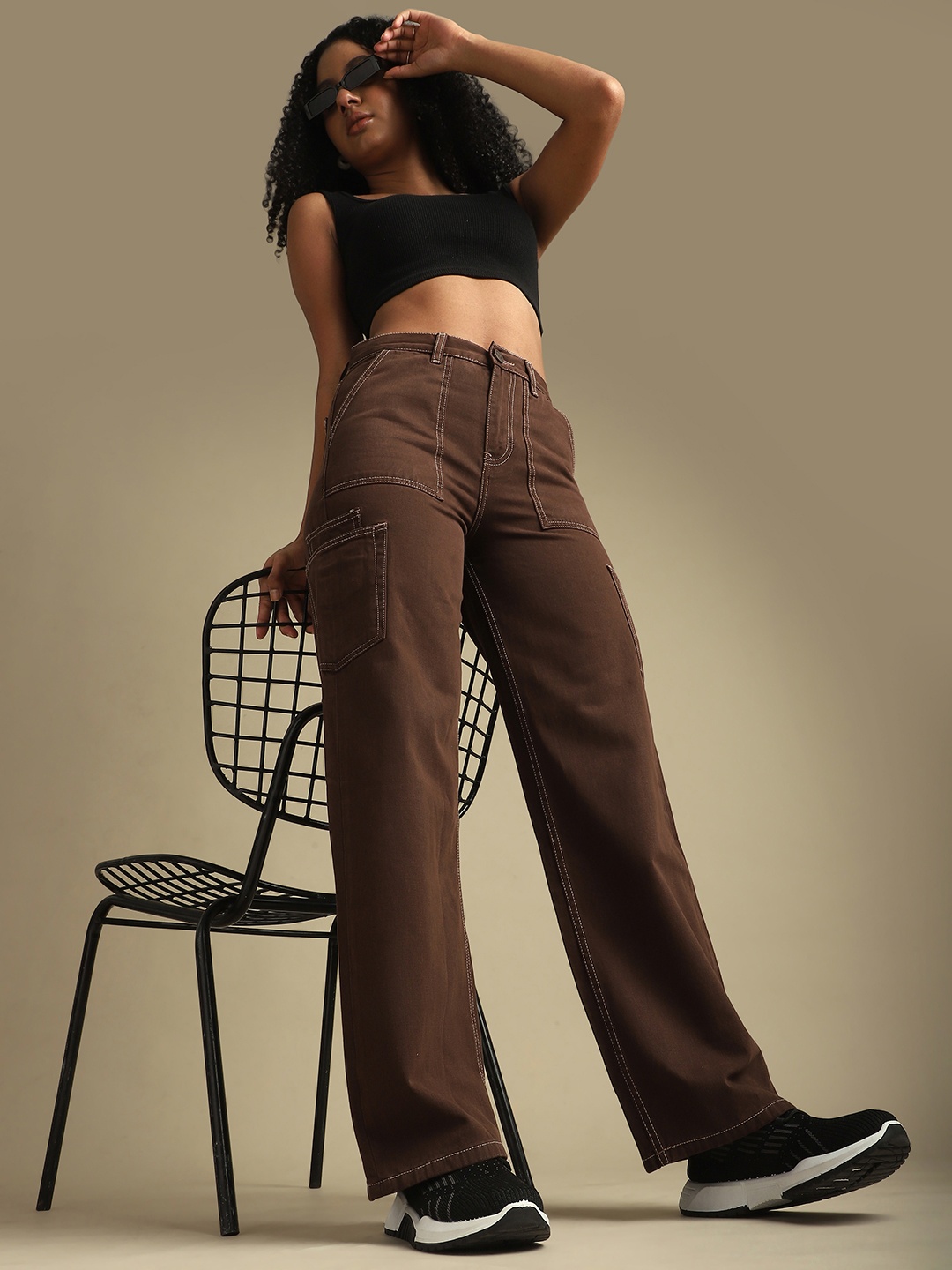 

DILLINGER Women Smart Cargos Trousers, Brown
