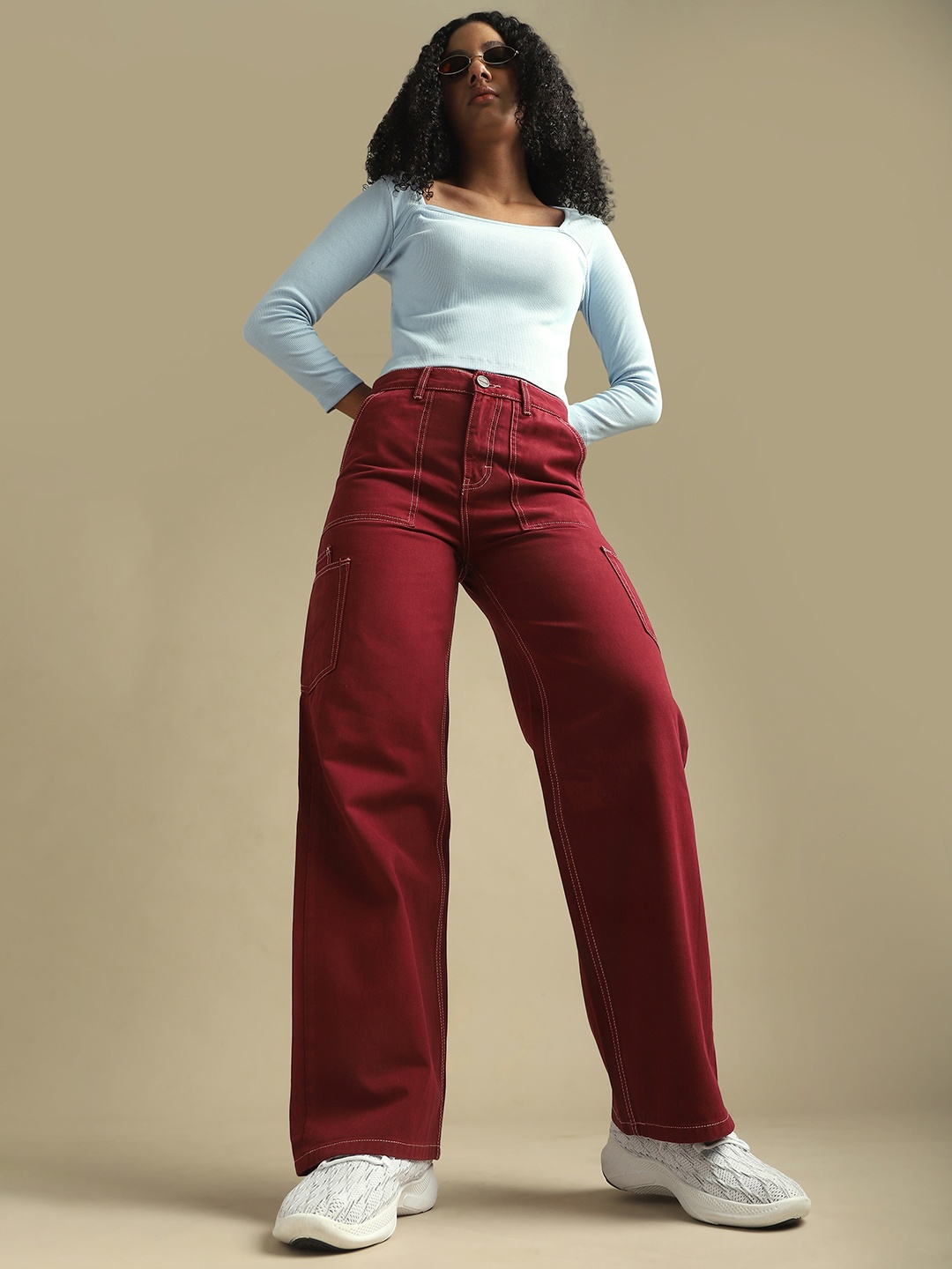 

DILLINGER Women Smart Cargos Trousers, Burgundy