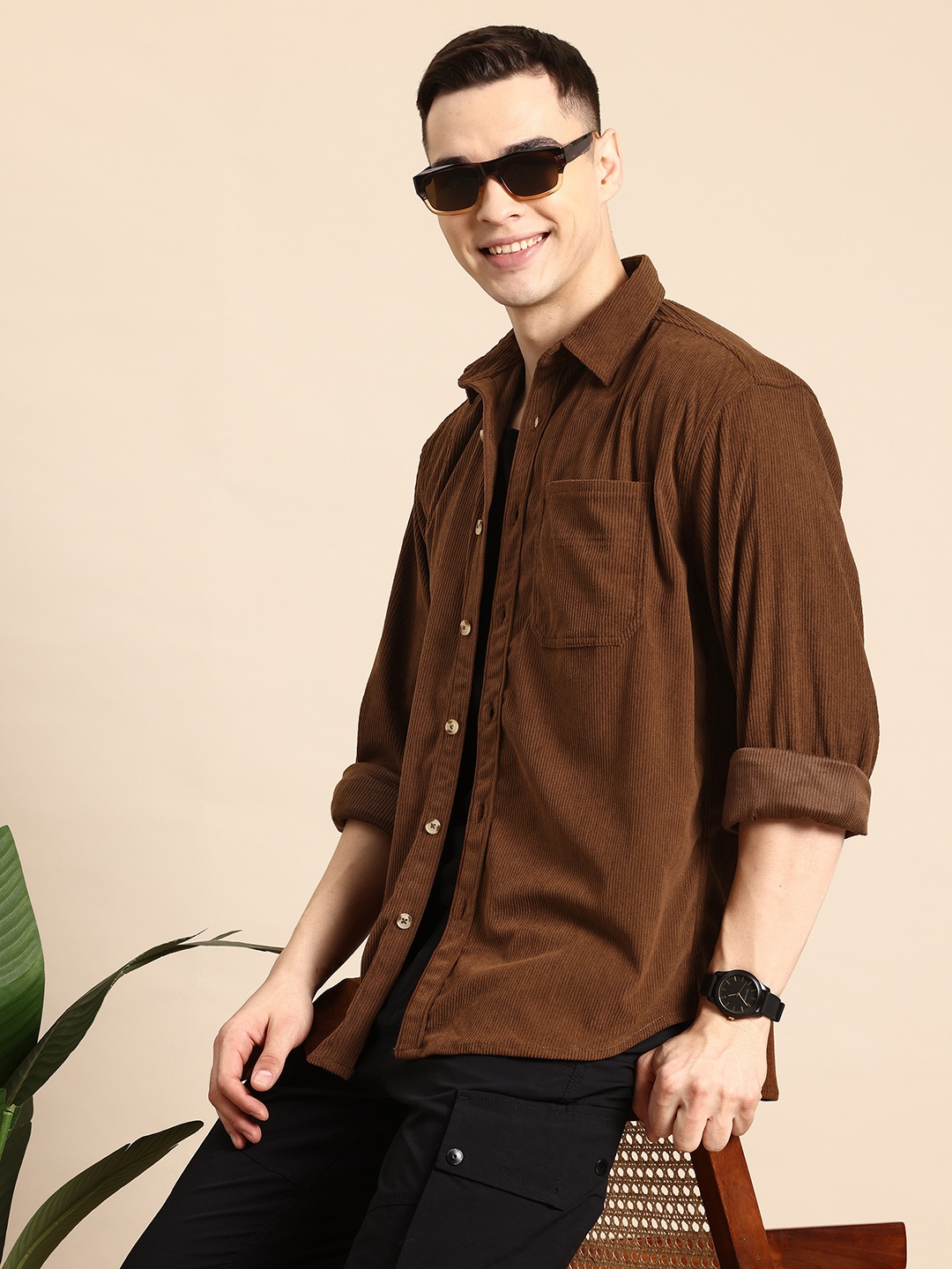 

Mast & Harbour Classic Corduroy Casual Shirt, Brown