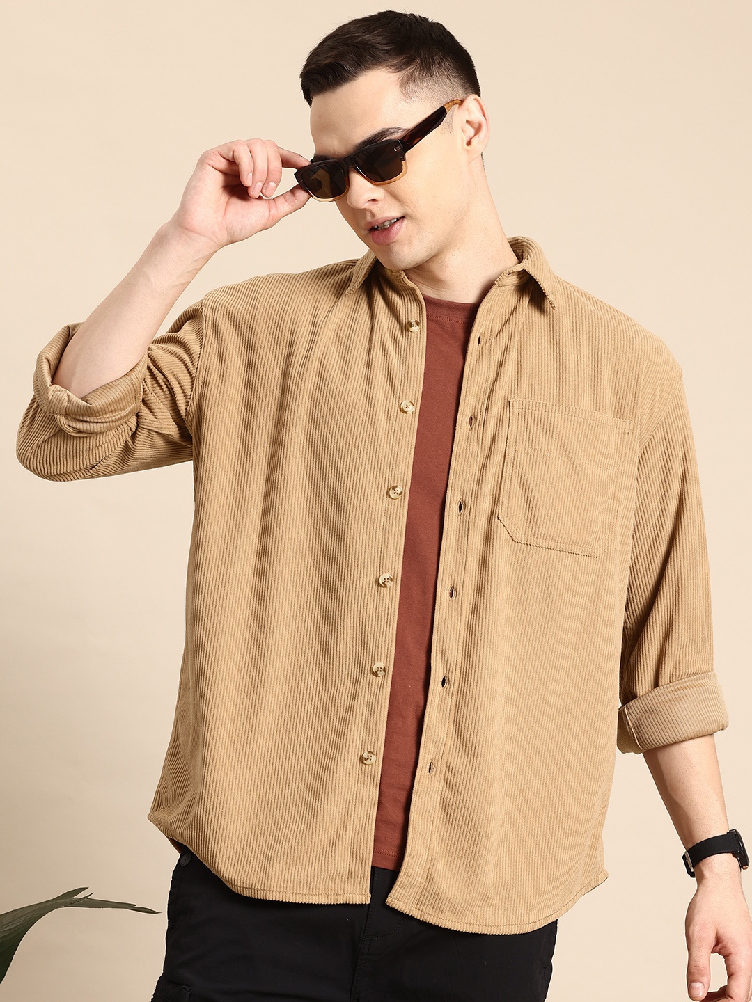 

Mast & Harbour Classic Corduroy Casual Shirt, Tan