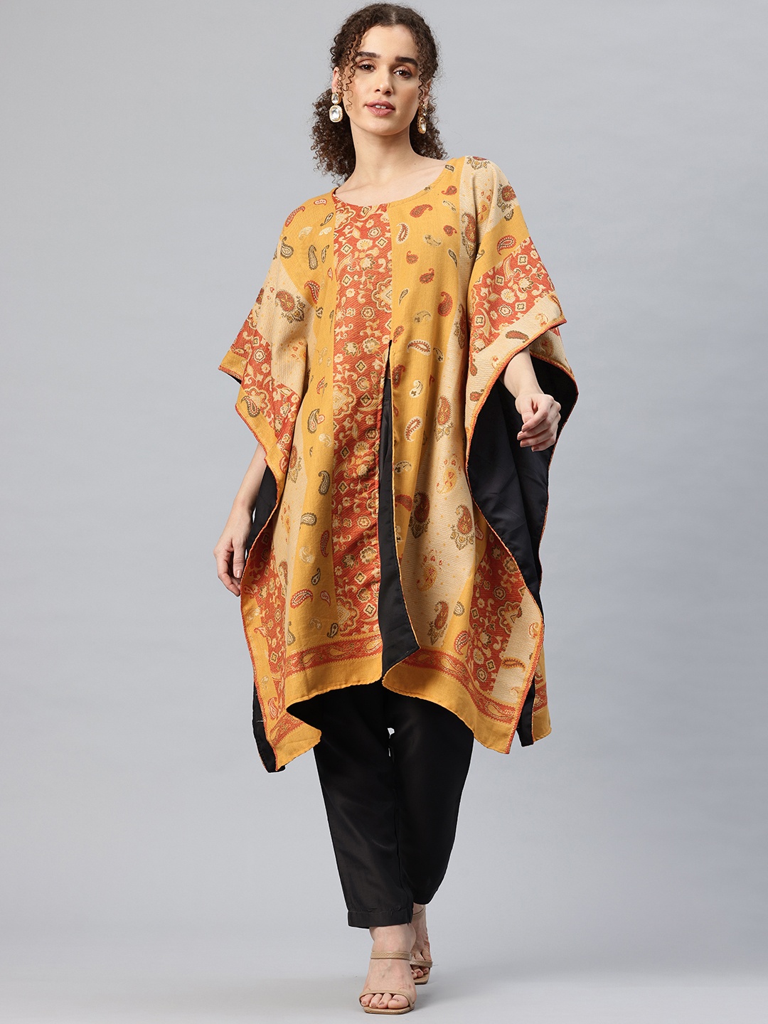 

SWI Stylish Paisley Flared Sleeves Woollen Kurta, Yellow