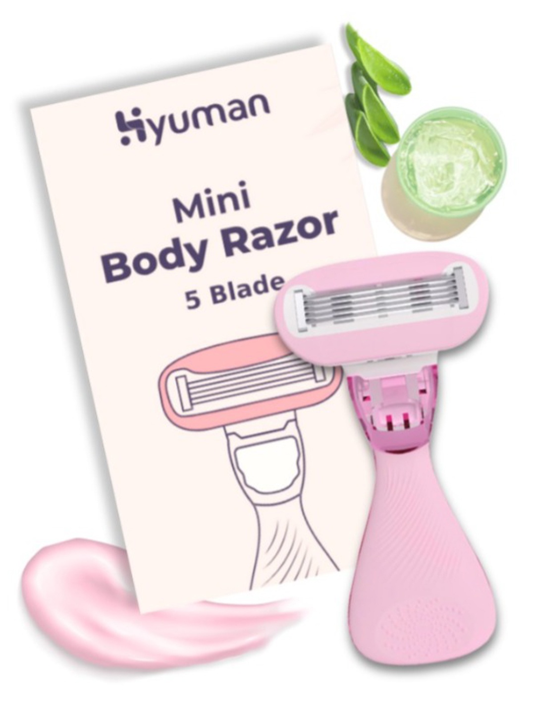 

HYUMAN Mini Body Razor With 3 Sweeden Steel Blade With Aloe Vera Lubrication Strip, Pink