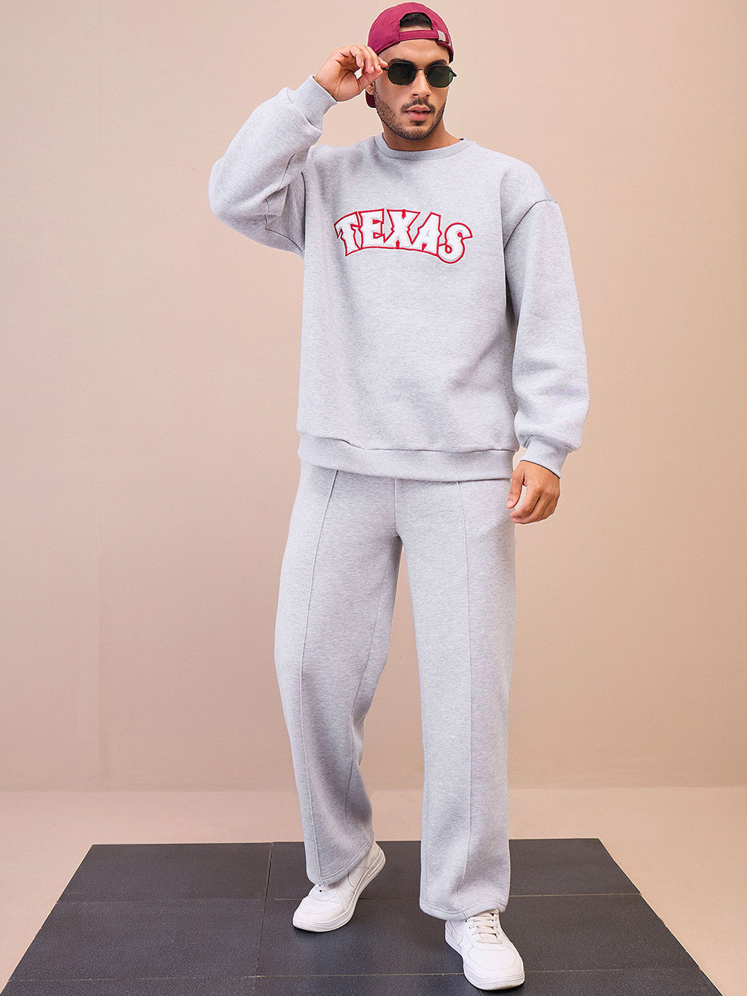 

MASCLN SASSAFRAS Grey Embroidered Round Neck Long Sleeves Sweatshirt With Trouser