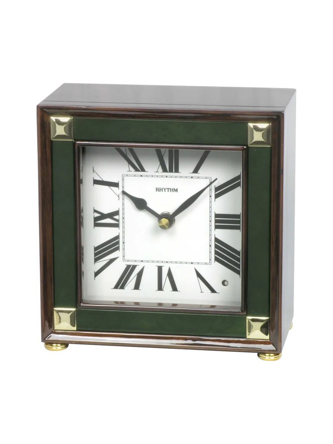 

Rhythm Green & Brown Traditional Table Clock