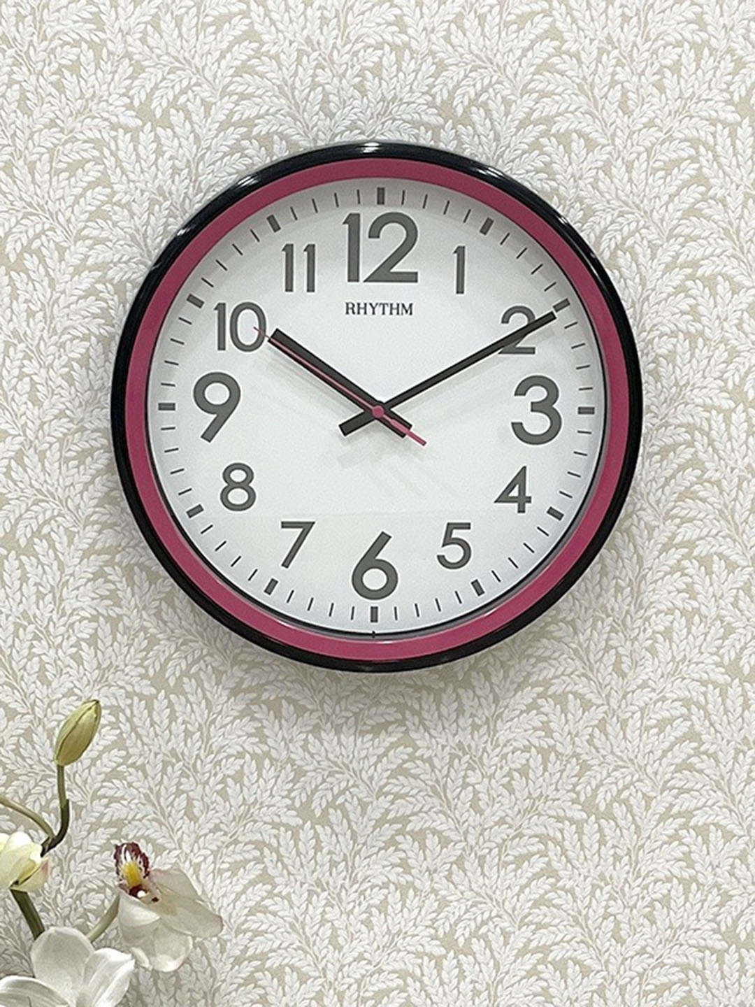 

Rhythm Pink & White Traditional Wall Clock