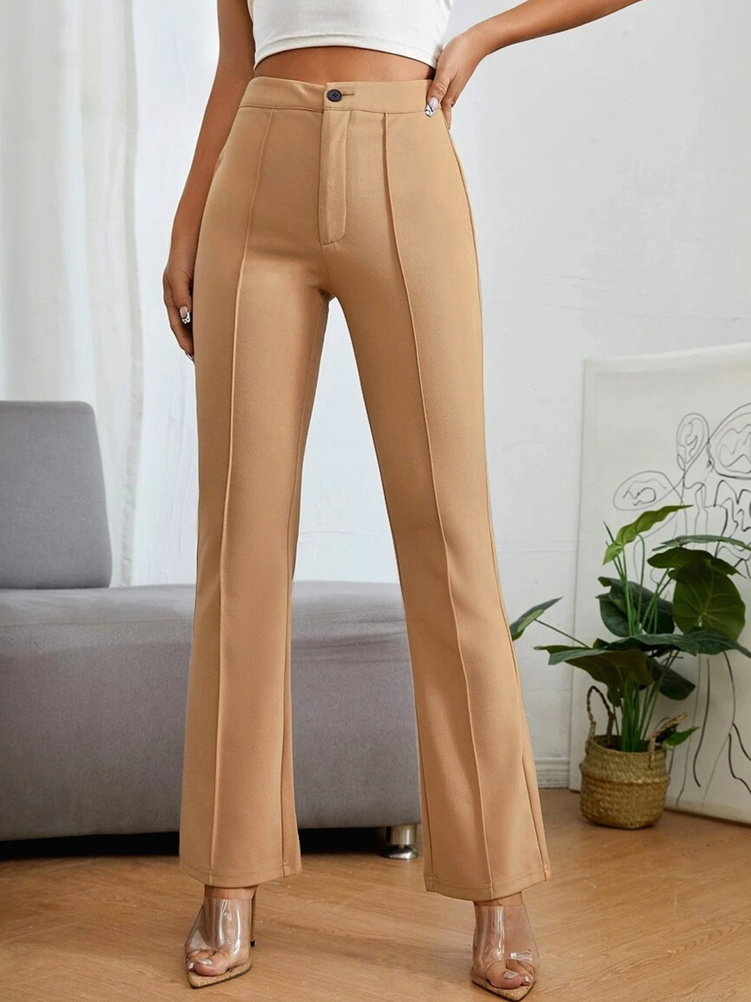 

Stylecast X Slyck Solid Pattern Wide Leg Trouser, Beige