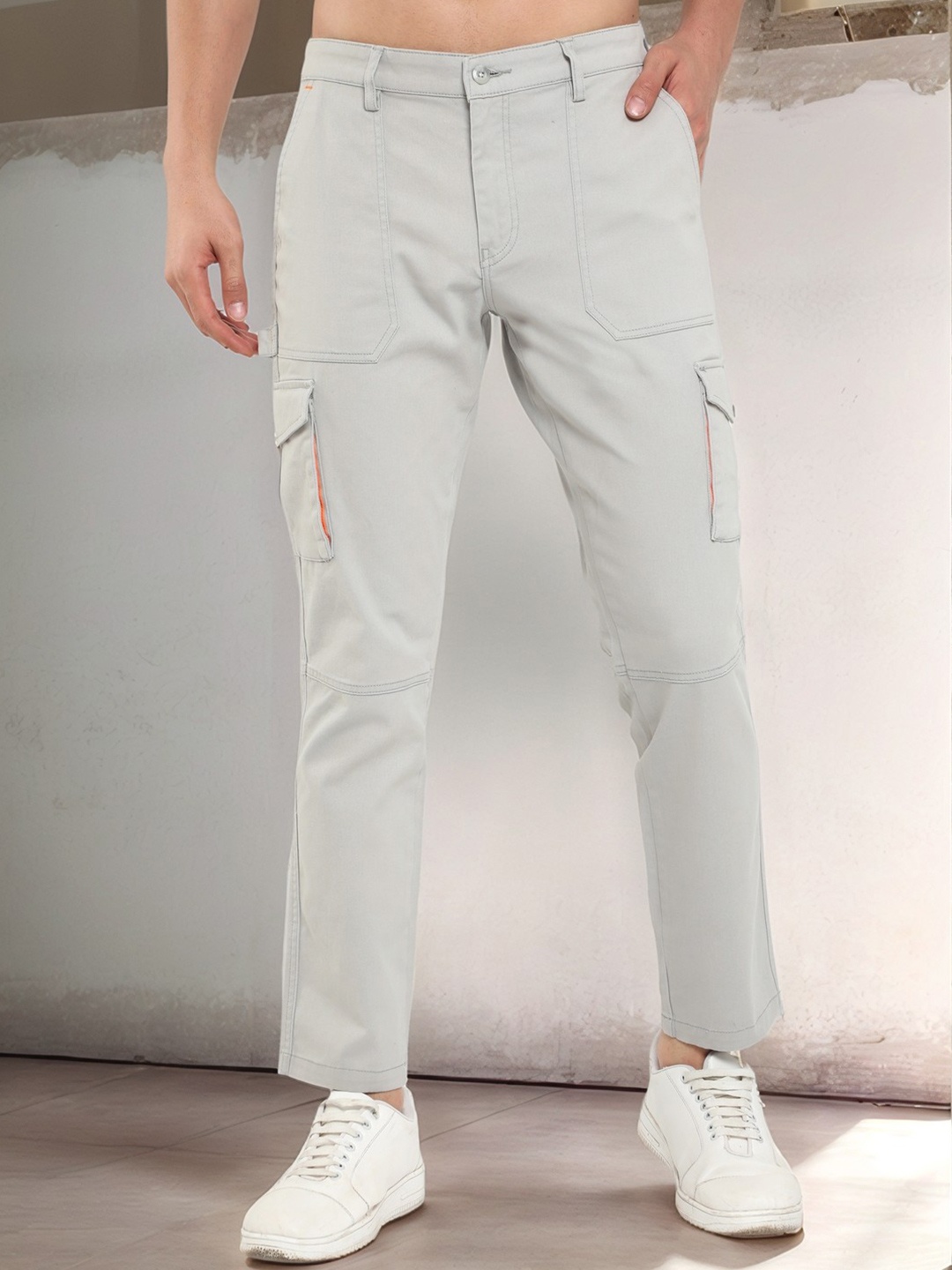 

NEVER NEUD Men Relaxed Classic Cargos Trousers, Steel