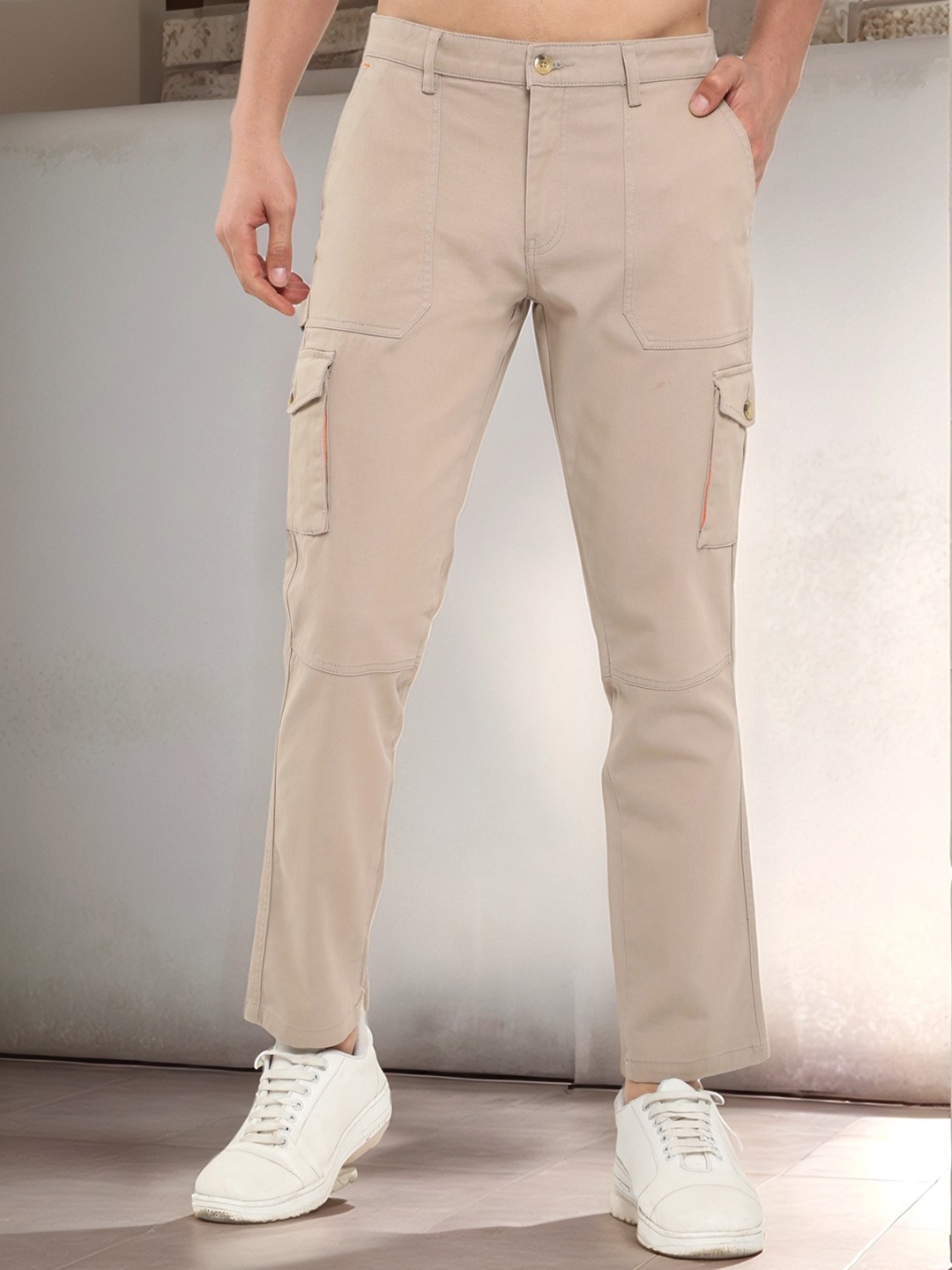 

NEVER NEUD Men Relaxed Classic Cargos Trousers, Khaki