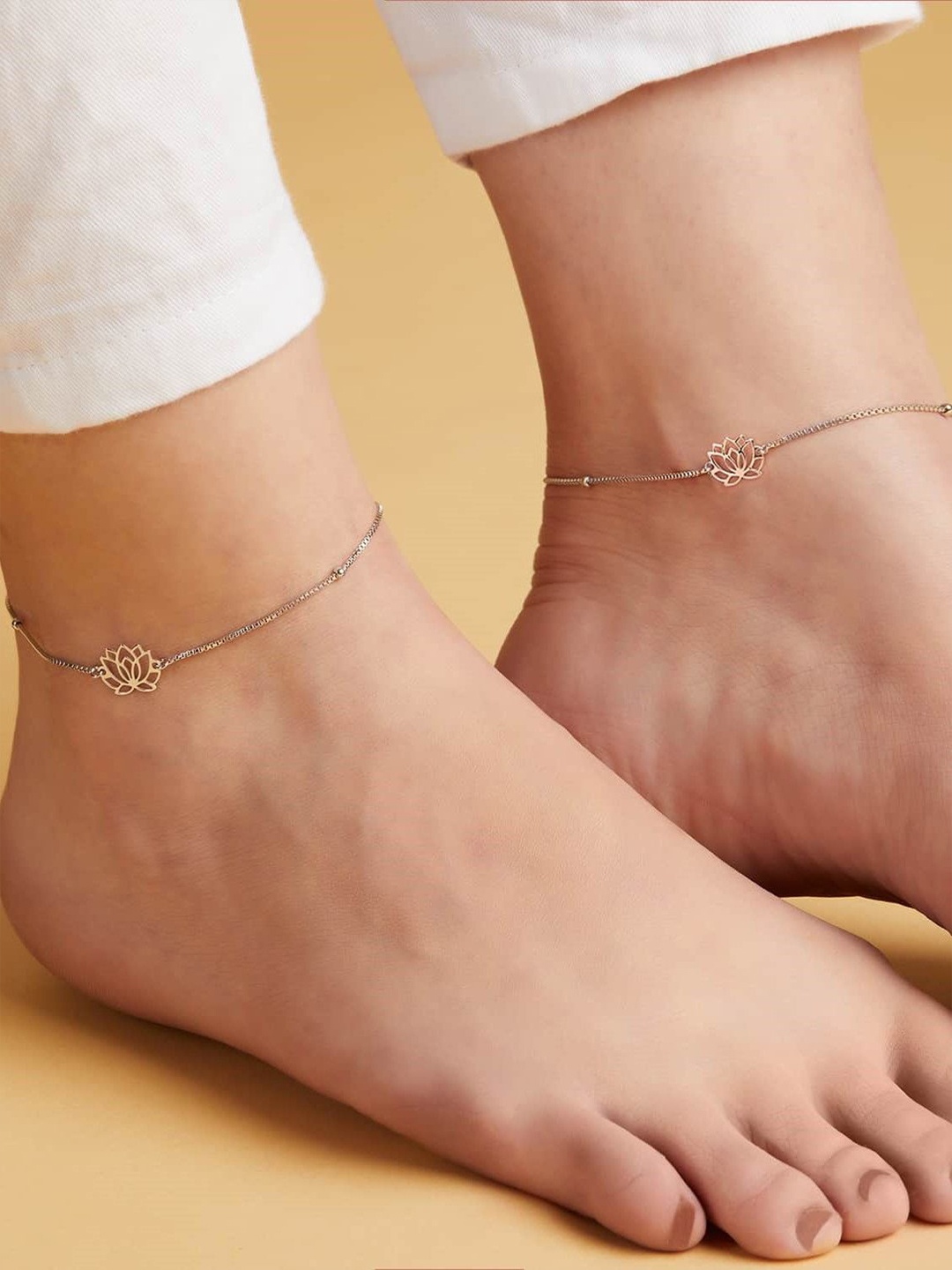

Zavya Rhodium-Plated Anklet, Silver
