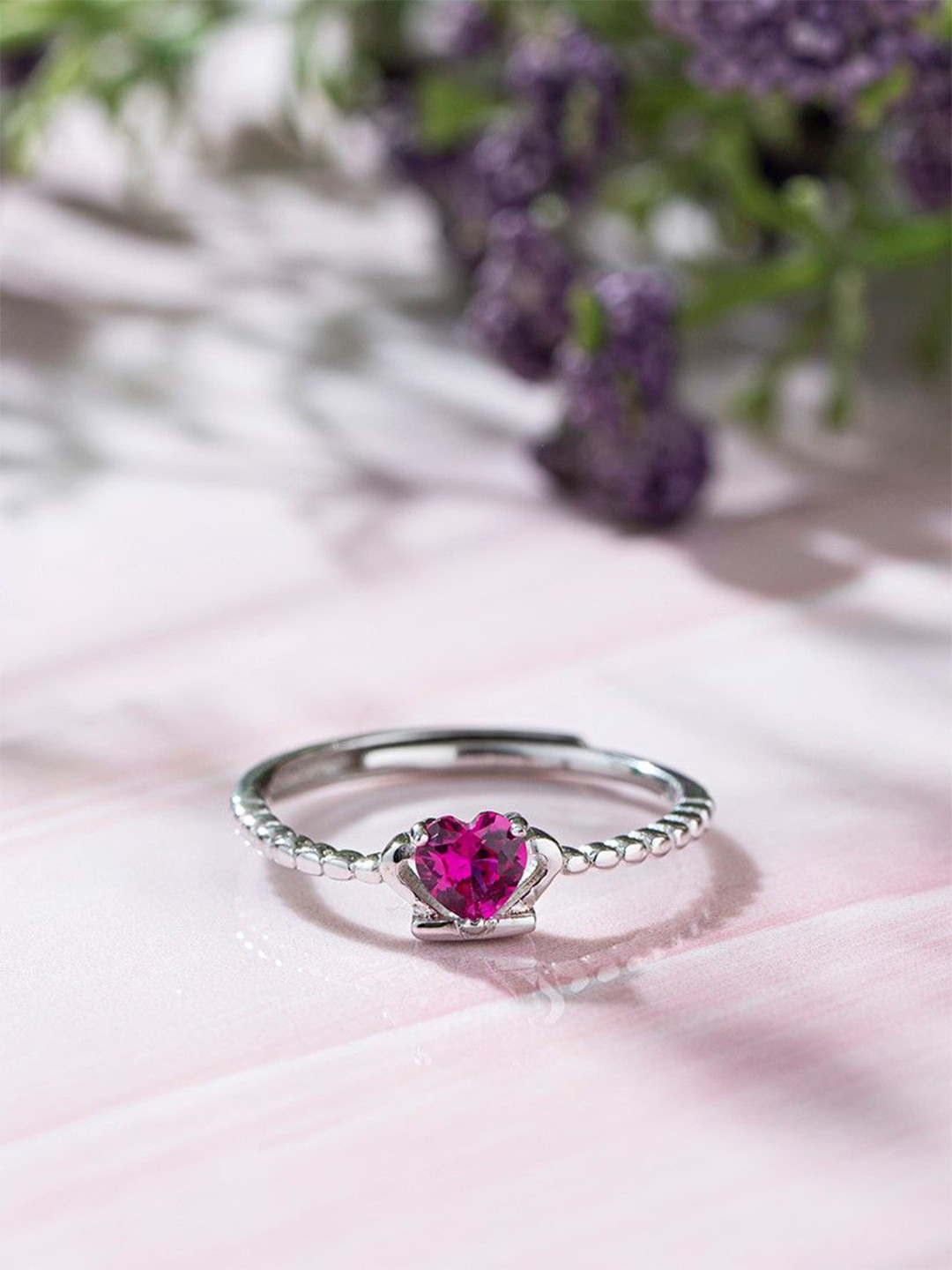 

Zavya 925 Pure Sterling Silver Cubic Zirconia-Studded Adjustable Finger Ring