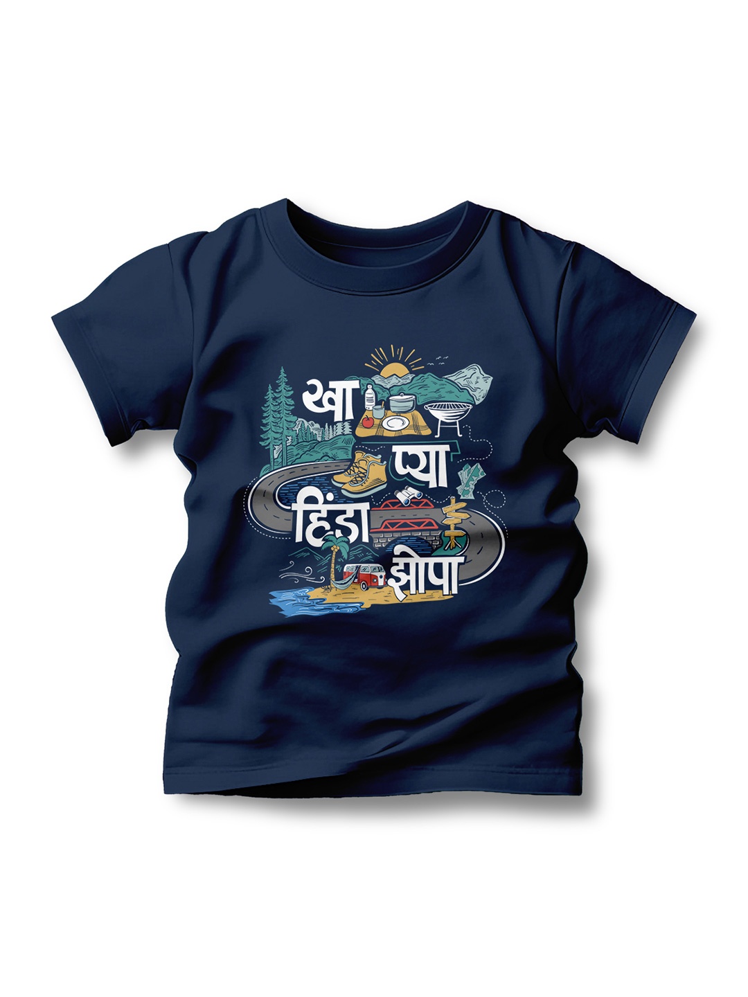 

Adimanav Kids Printed Applique T-shirt, Navy blue