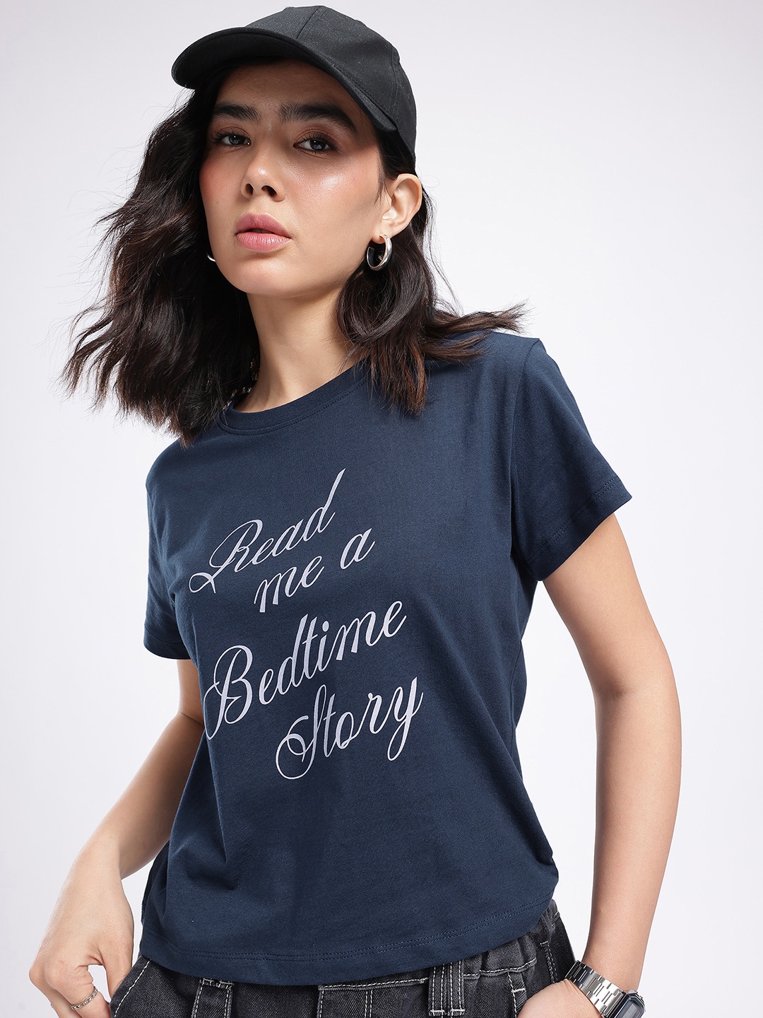 

glitchez Street Savvy Printed T-shirt, Navy blue