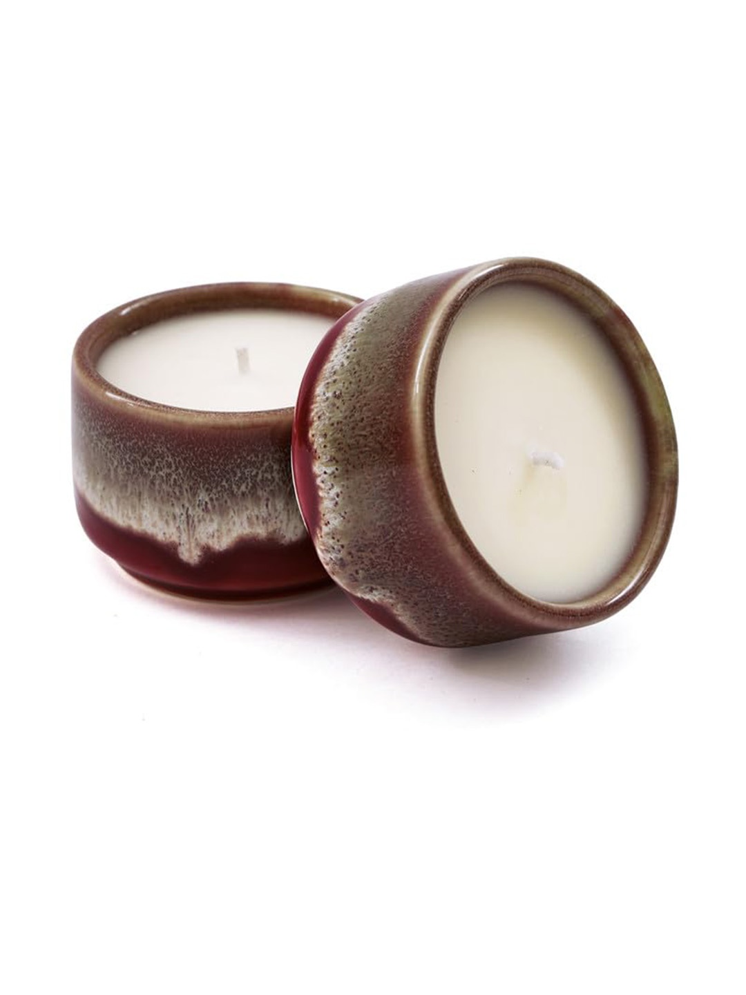 

LLUM Set of 2 Mini Ceramic English Rose Scented Candles - 50 gm Each, White