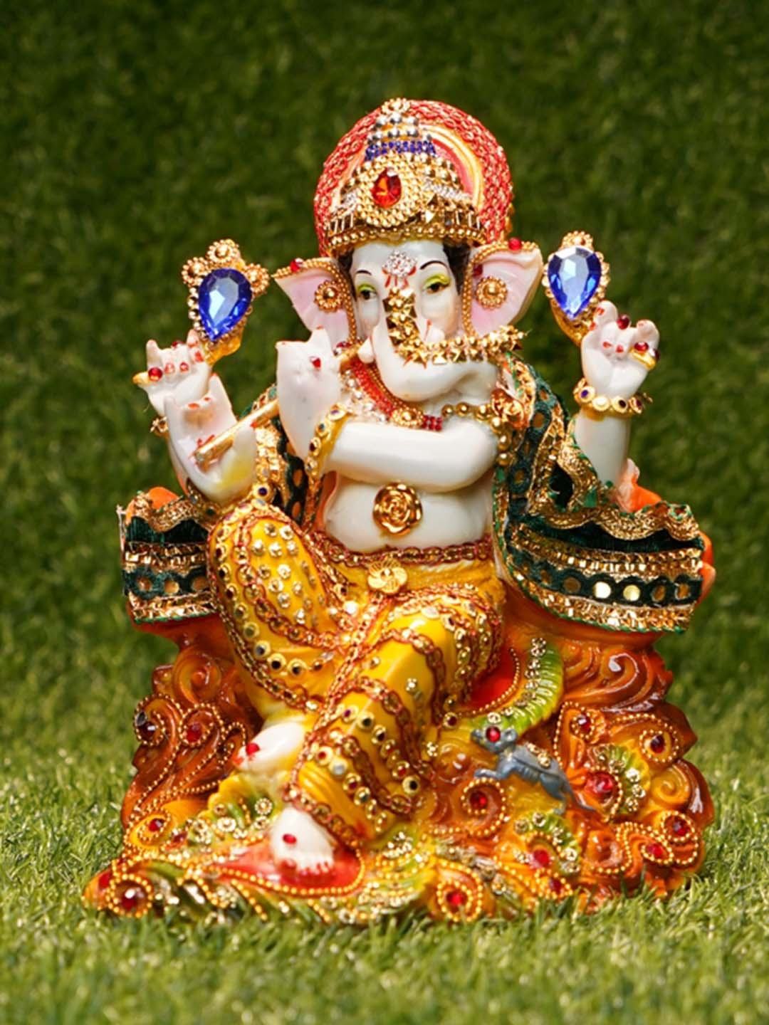 

NAYRA HANDICRAFTS Gold-Toned Ganesh Ji Idol Showpiece