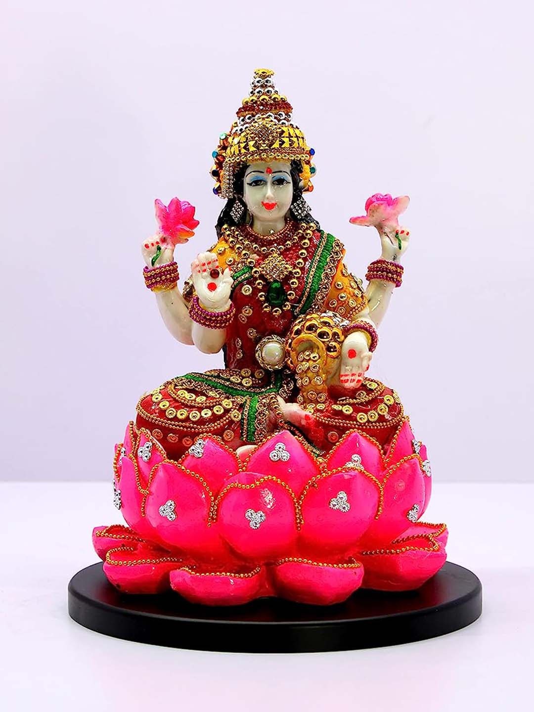 

NAYRA HANDICRAFTS Pink and Maroon Laxmi Ji Murti Statue Religious Idol Showpiece