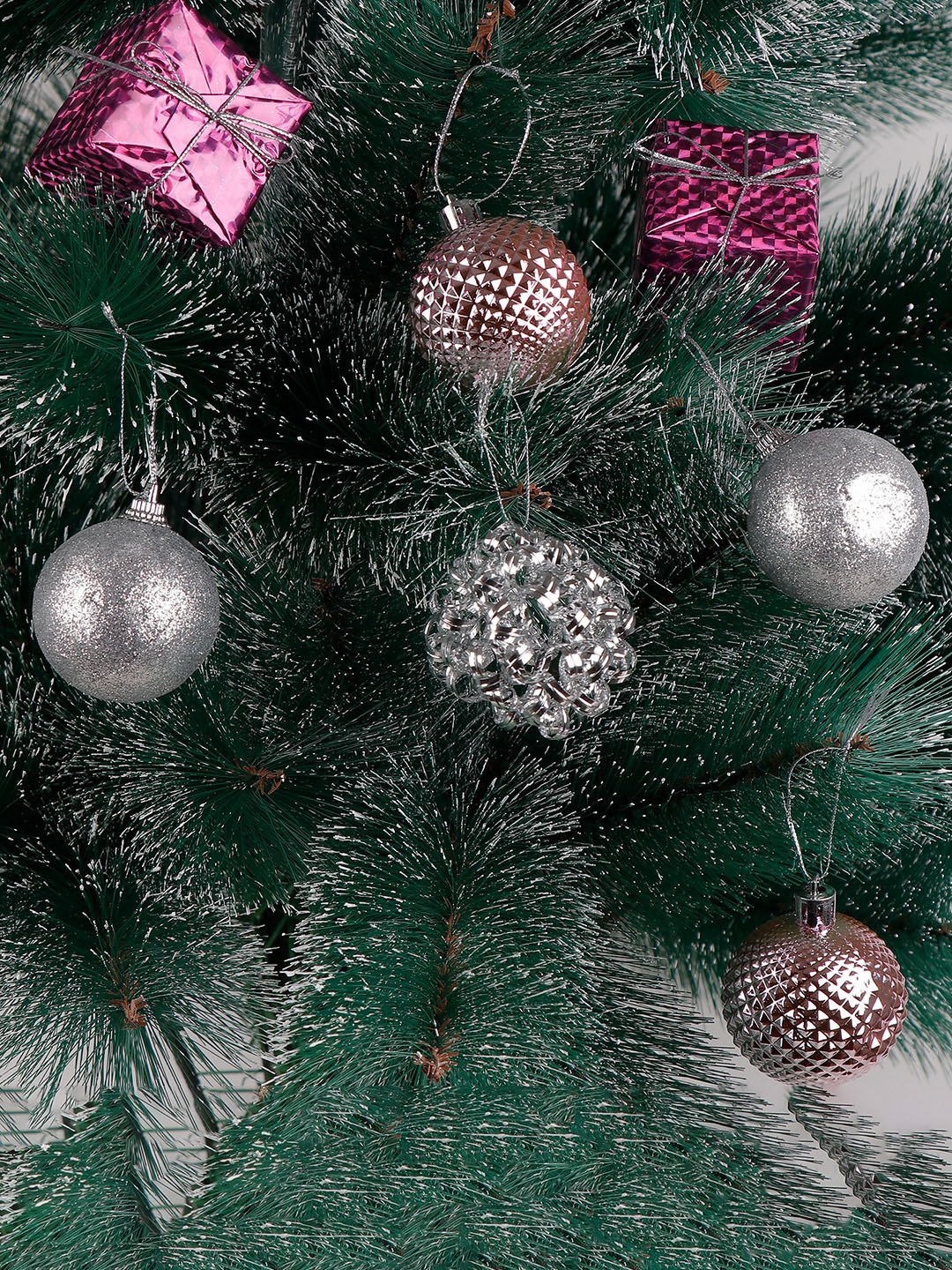 

Archies 15-Pcs Grey & Magenta Christmas Hanging Ornaments