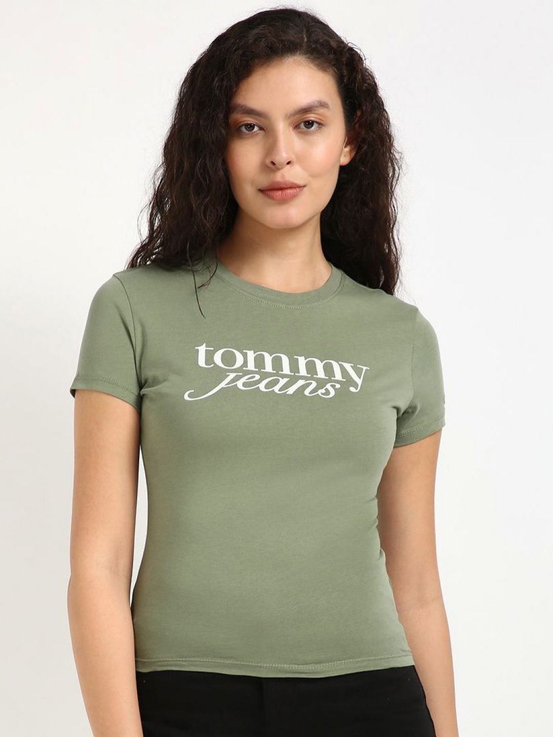

Tommy Hilfiger Women Typography Slim Fit T-shirt, Green