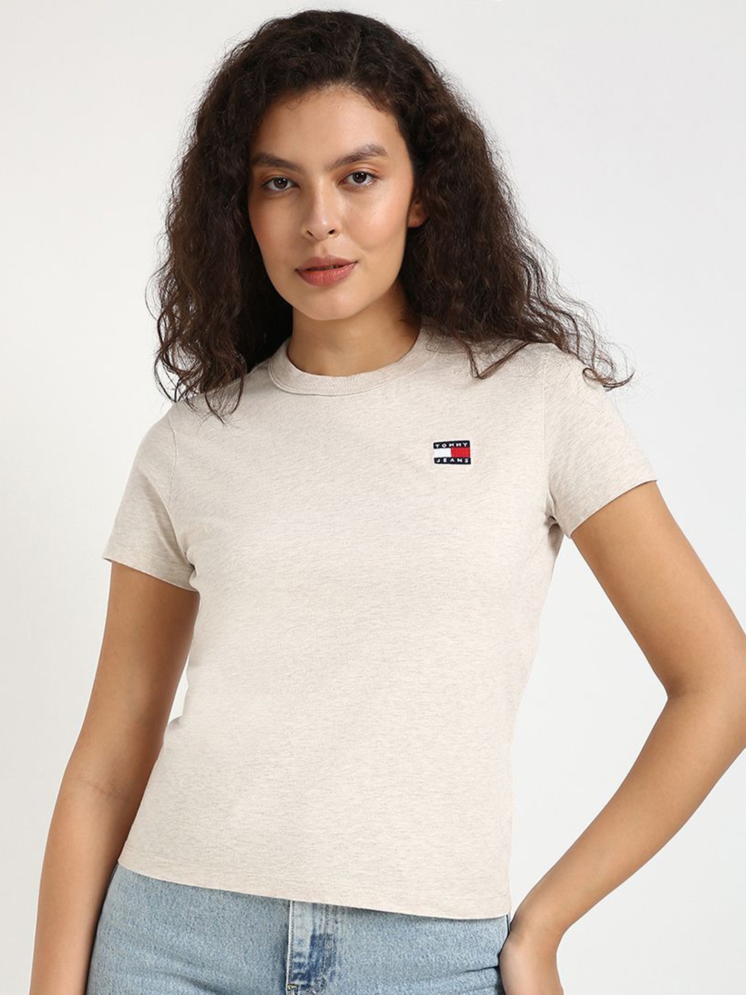 

Tommy Hilfiger Women High Neck T-shirt, Beige