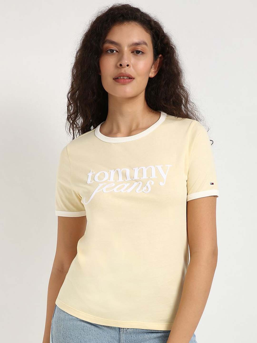 Tommy Hilfiger Women Typography T-shirt, Yellow