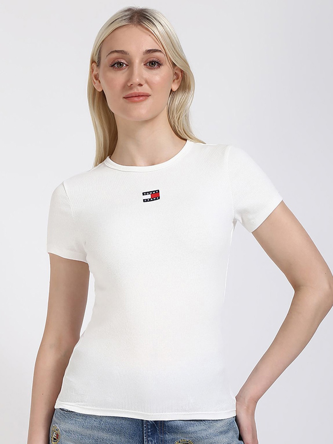 

Tommy Hilfiger Women Pockets Slim Fit T-shirt, White