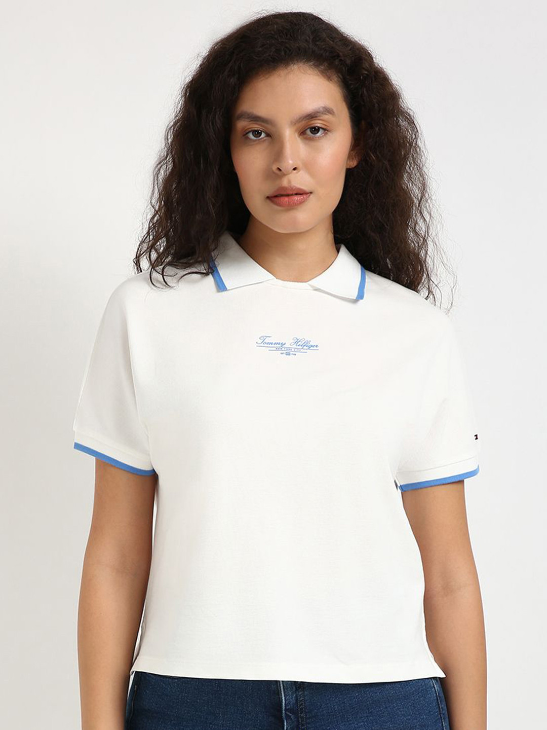 

Tommy Hilfiger Women Polo Collar Pockets T-shirt, White