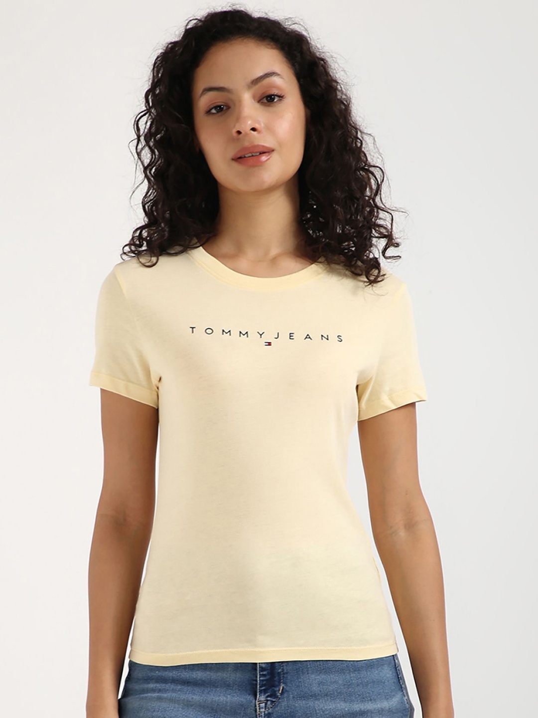 

Tommy Hilfiger Women Typography Slim Fit T-shirt, Yellow