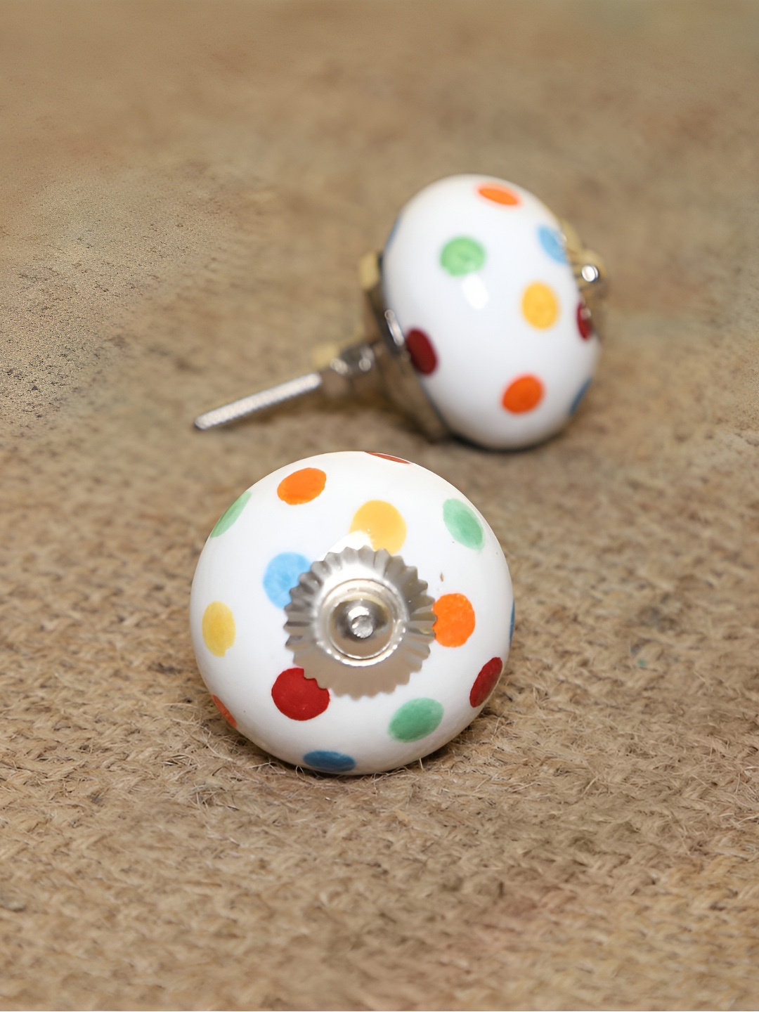 

MODEFE White & Blue 6 Pieces Printed Ceramic Door Knobs