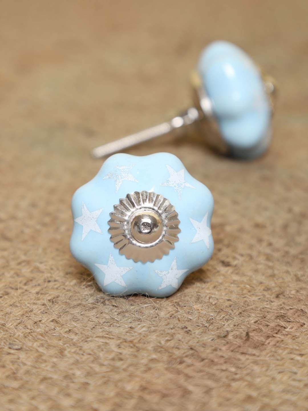 

MODEFE 6Pcs Blue & White Textured Ceramic Knobs