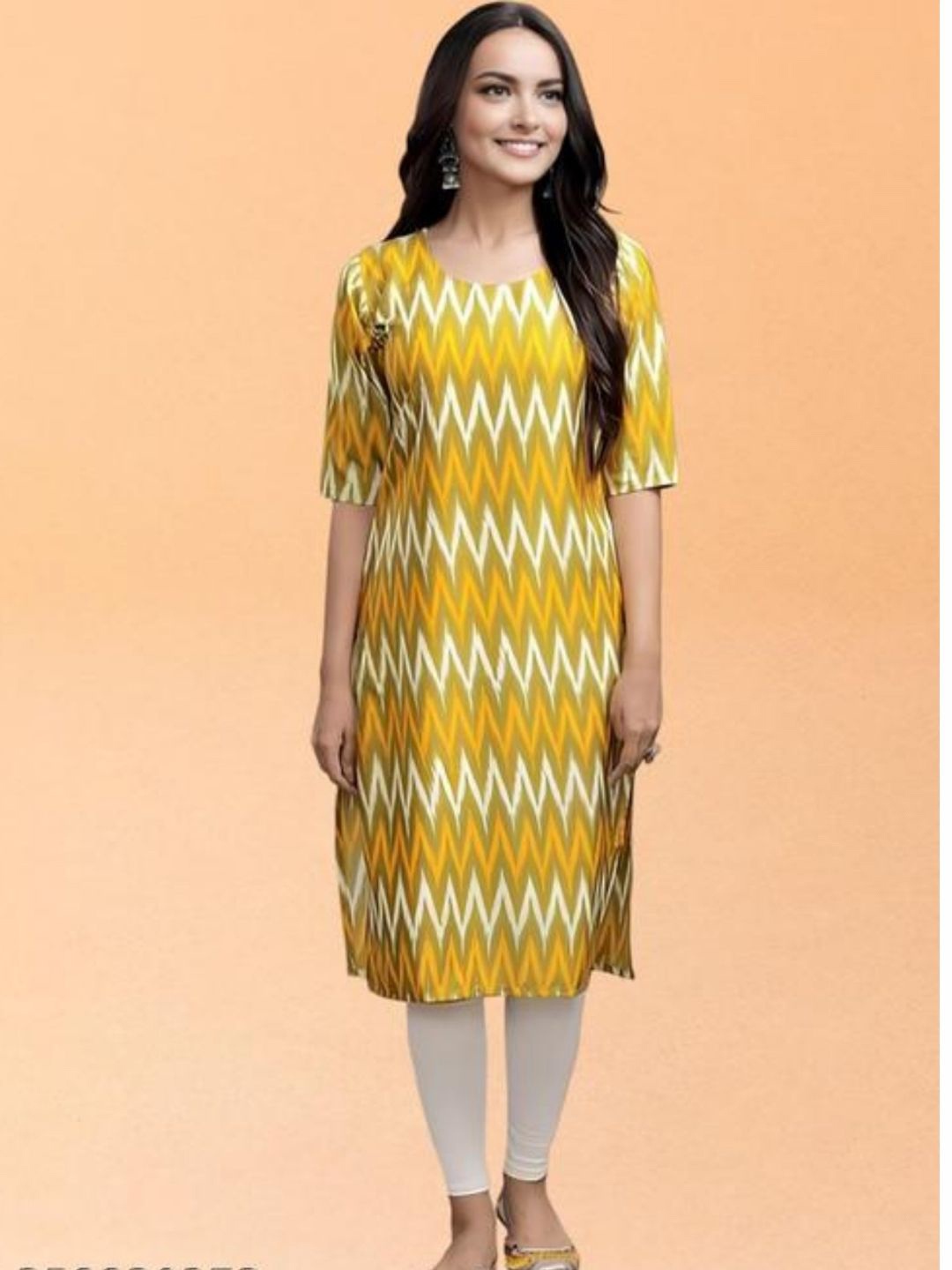 

AK FASHION MALL Women Thread Work Crepe Pathani Kurta, Yellow
