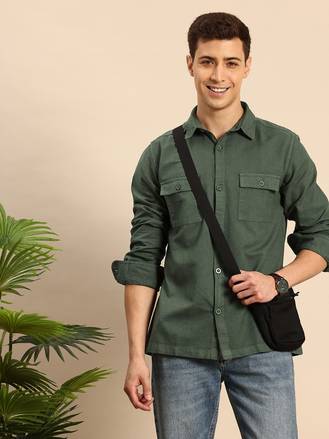 

Mast & Harbour Opaque Casual Shirt, Green