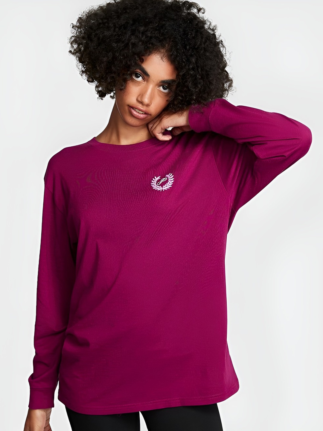

Victoria's Secret Women Typography Printed Round Neck Cotton T-shirt, Purple