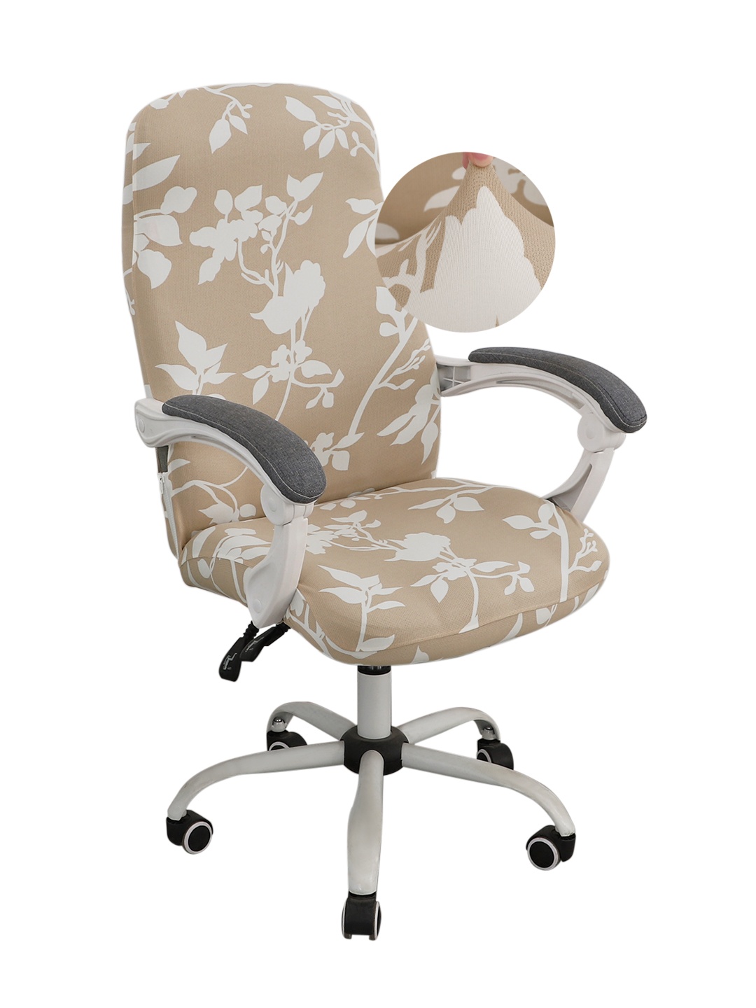 

HOKIPO Beige & Black Floral Printed Stretchable Chair Cover
