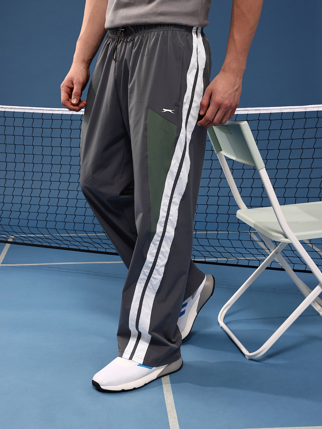 

Slazenger Men Side Striped Athleisure Track Pants, Grey