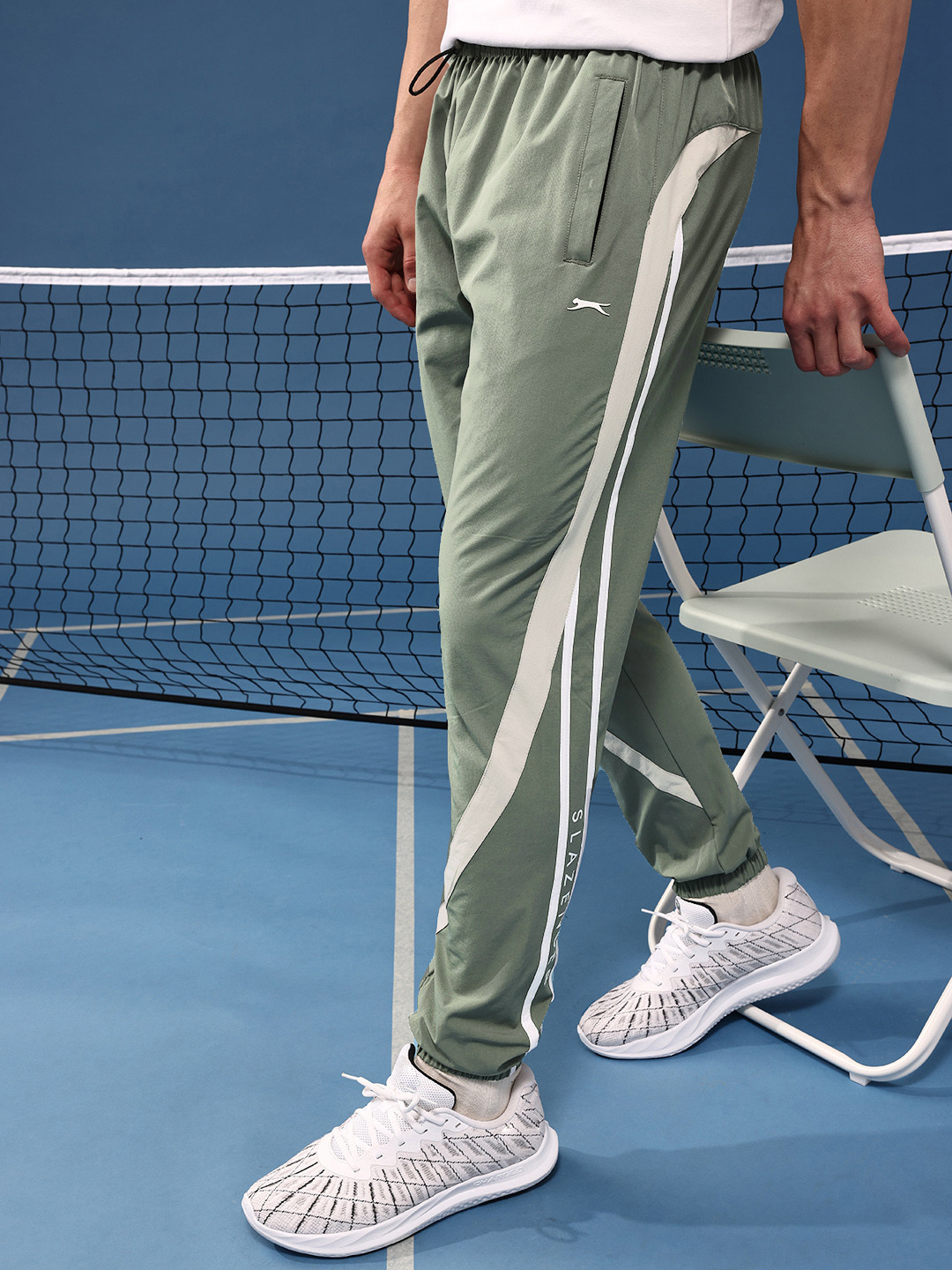 

Slazenger Men Side Striped Athleisure Track Pants, Green
