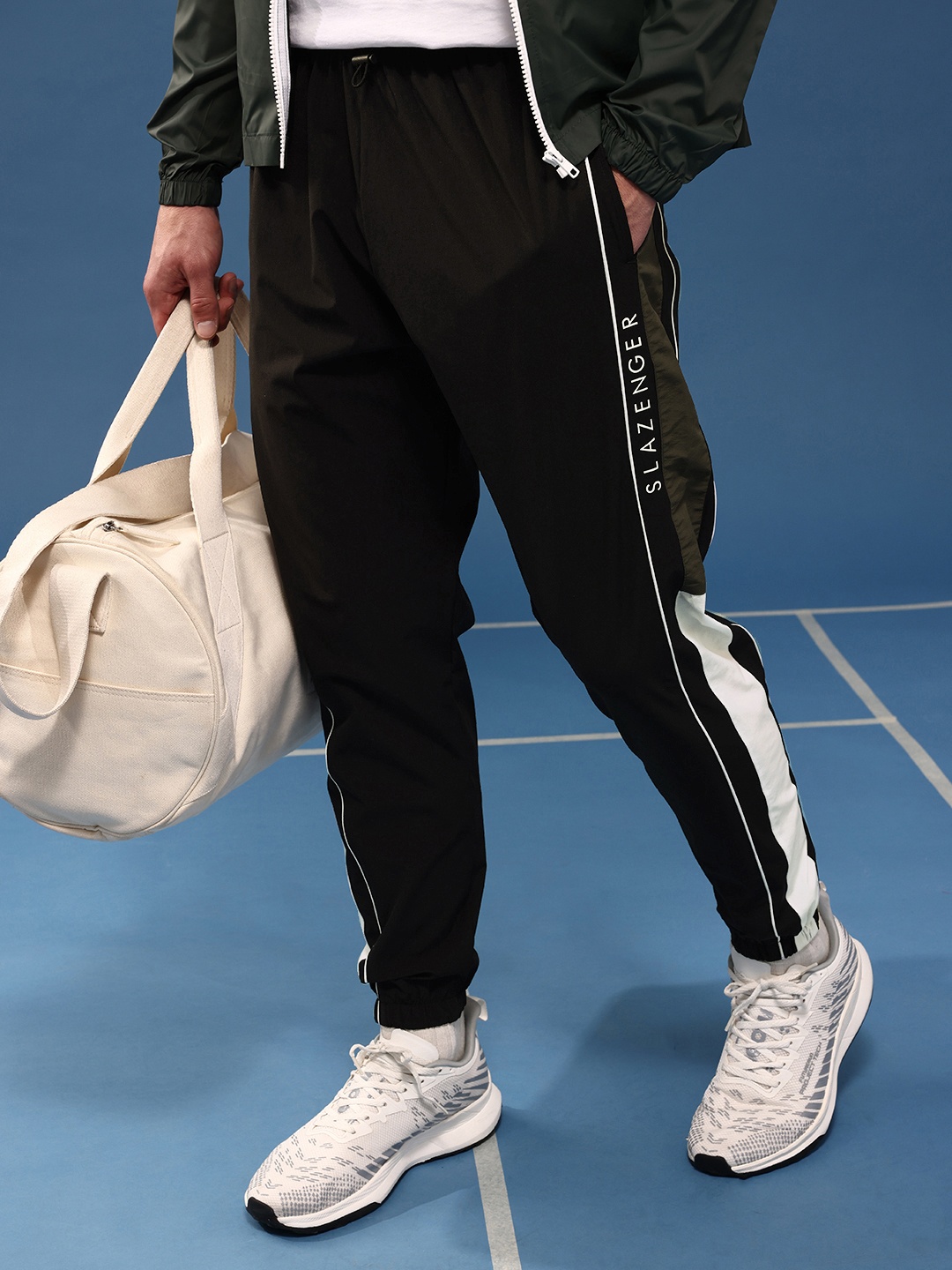 

Slazenger Men Brand Logo Printed Sports Joggers, Black