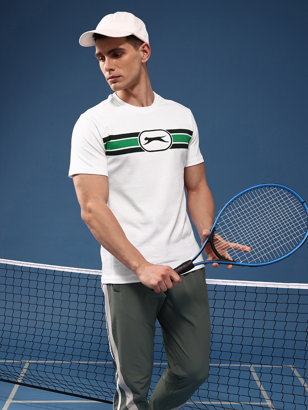

Slazenger Brand Logo Printed Pure Cotton T-shirt, White