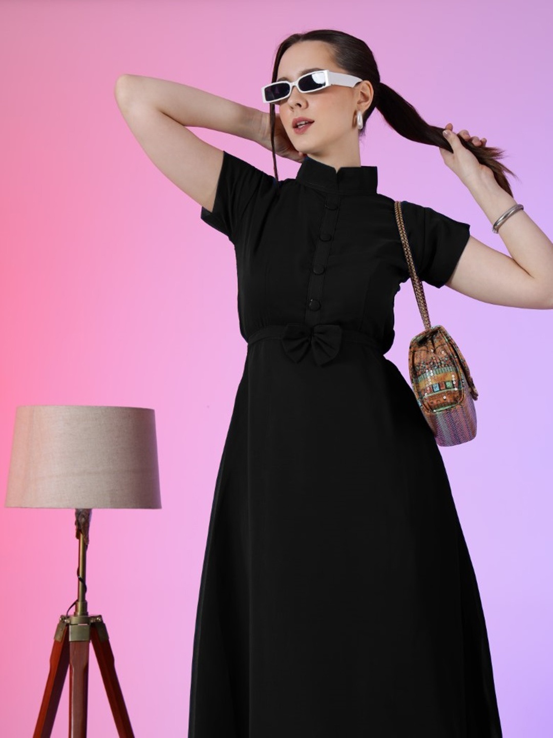 

Raiyani Enterprise Women Fit & Flare Maxi Dress, Black