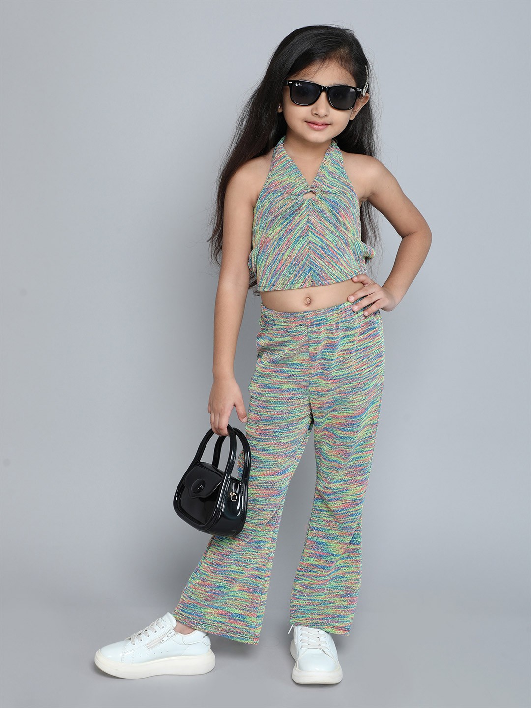 

taffykids Girls Printed Top with Trousers, Green