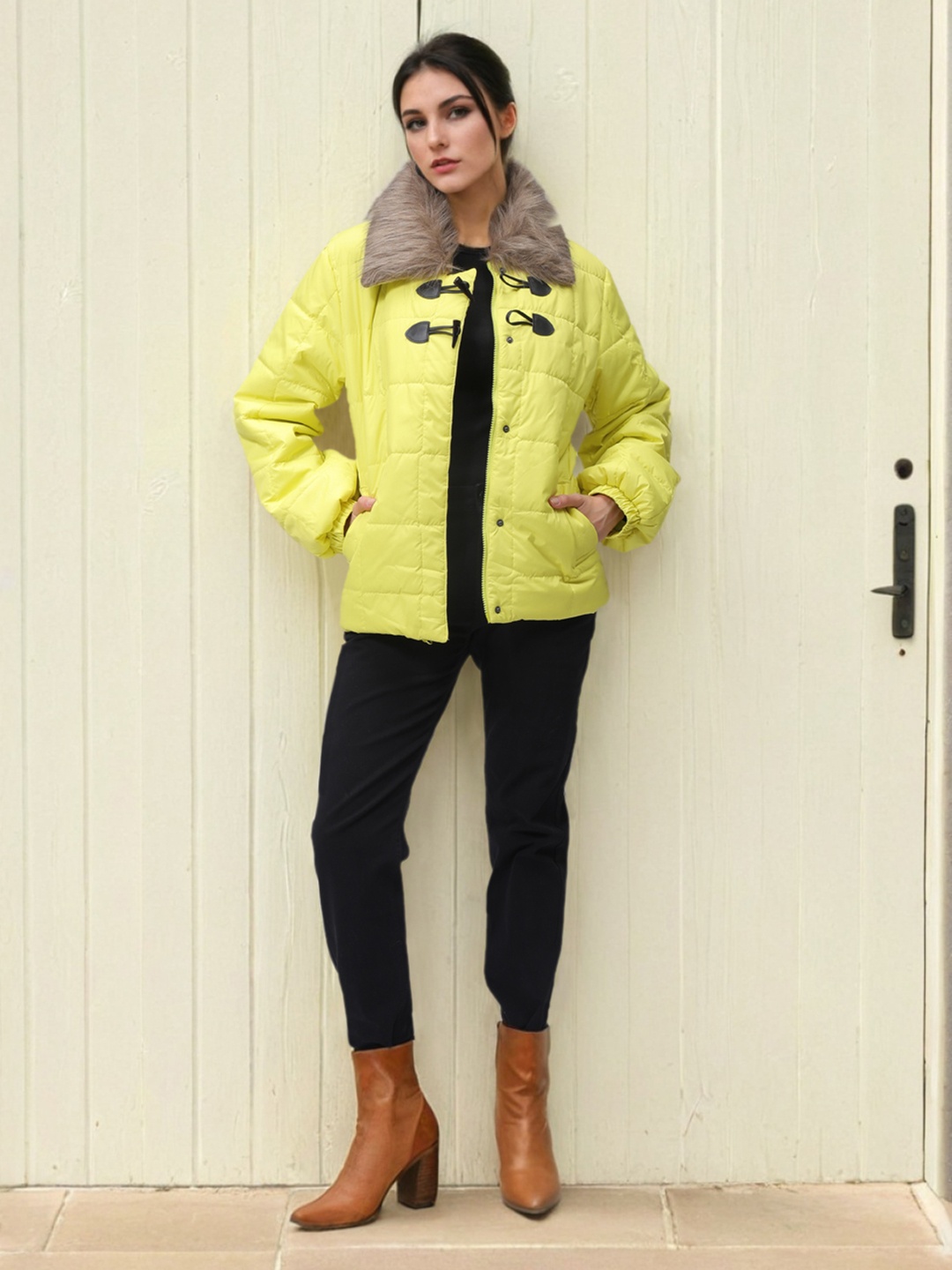 

Freehand by The Indian Garage Co Women Puffer Jacket, Yellow