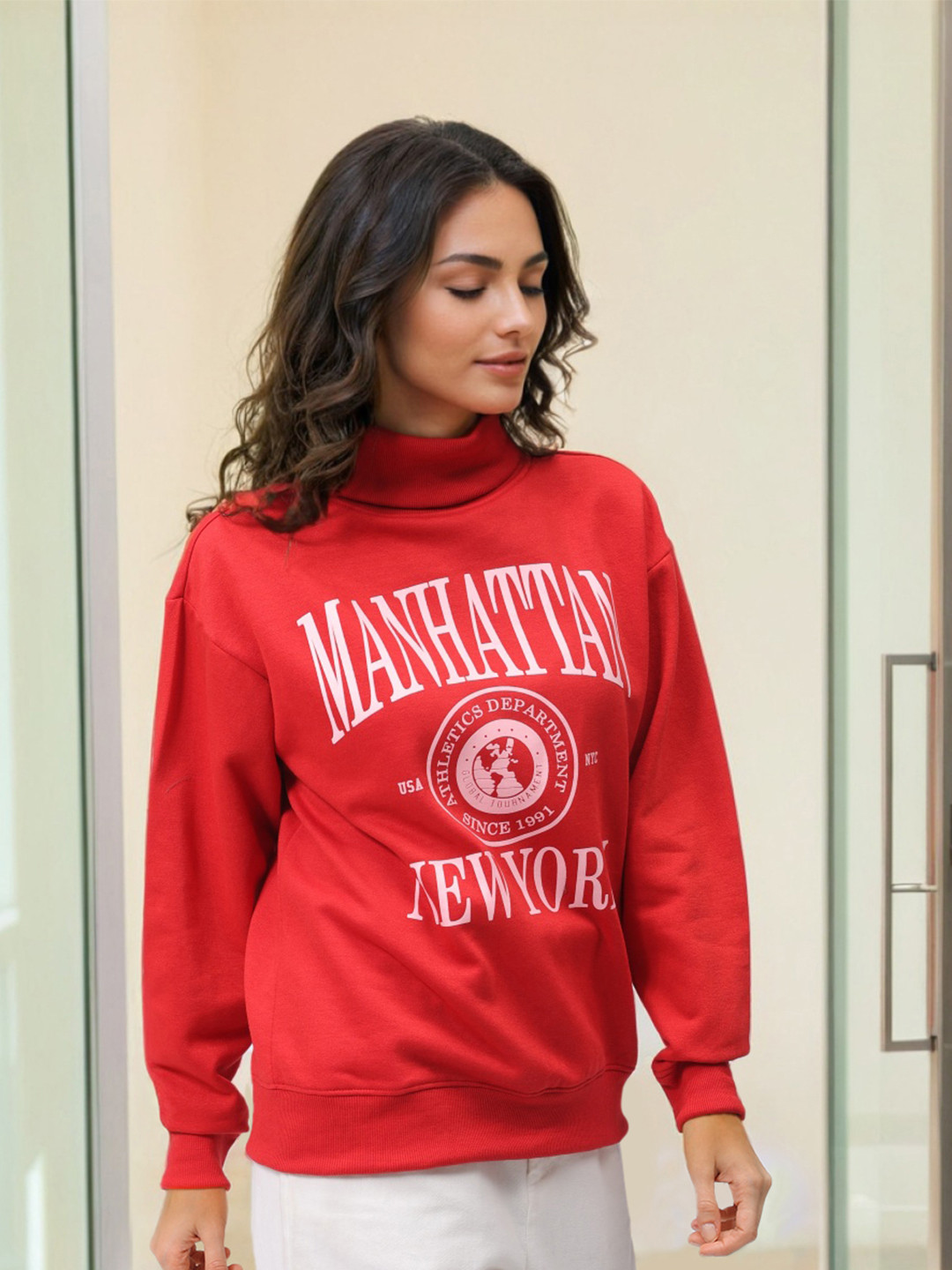 

Freehand by The Indian Garage Co Women Printed Sweatshirt, Red