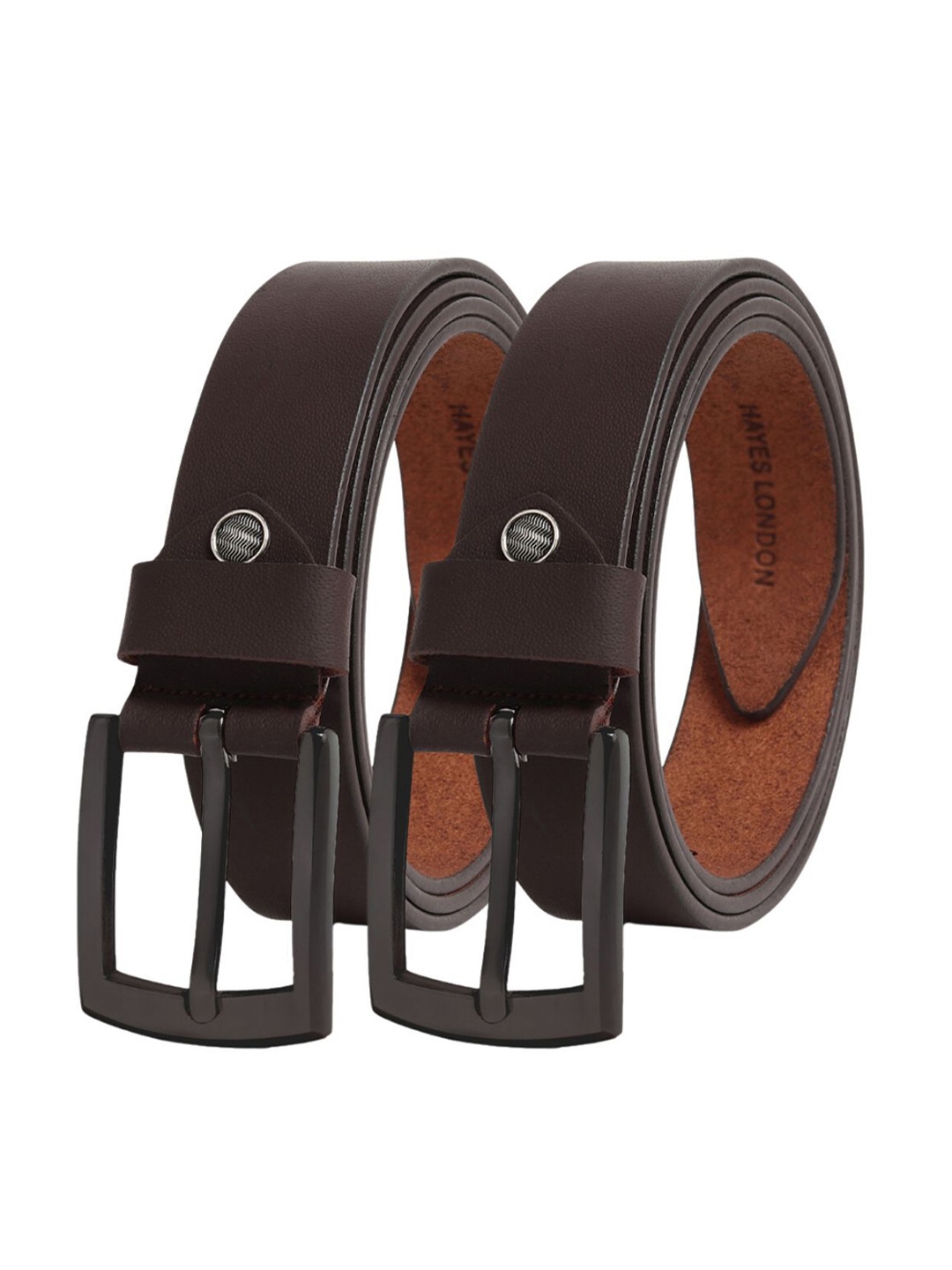 

Hayes London Men Leather Belts Combo Pack of 2 Stylish Genuine Formal Belt, Brown