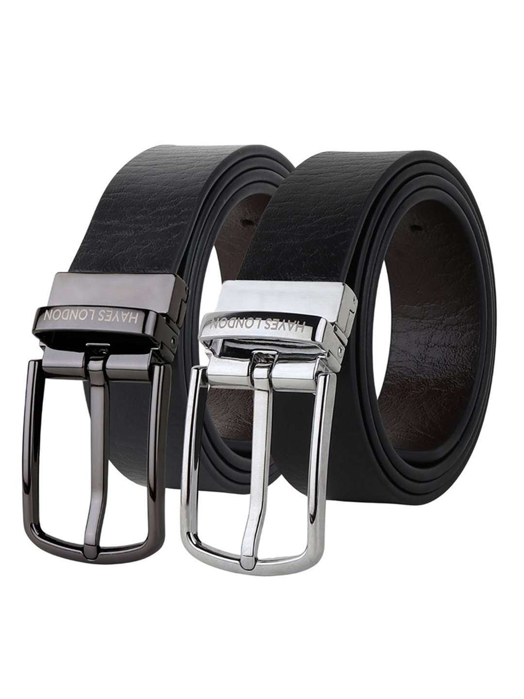 

Hayes London Men Leather Belts Combo Pack Of 2 Genuine Premium Reversible Formal Belt, Grey