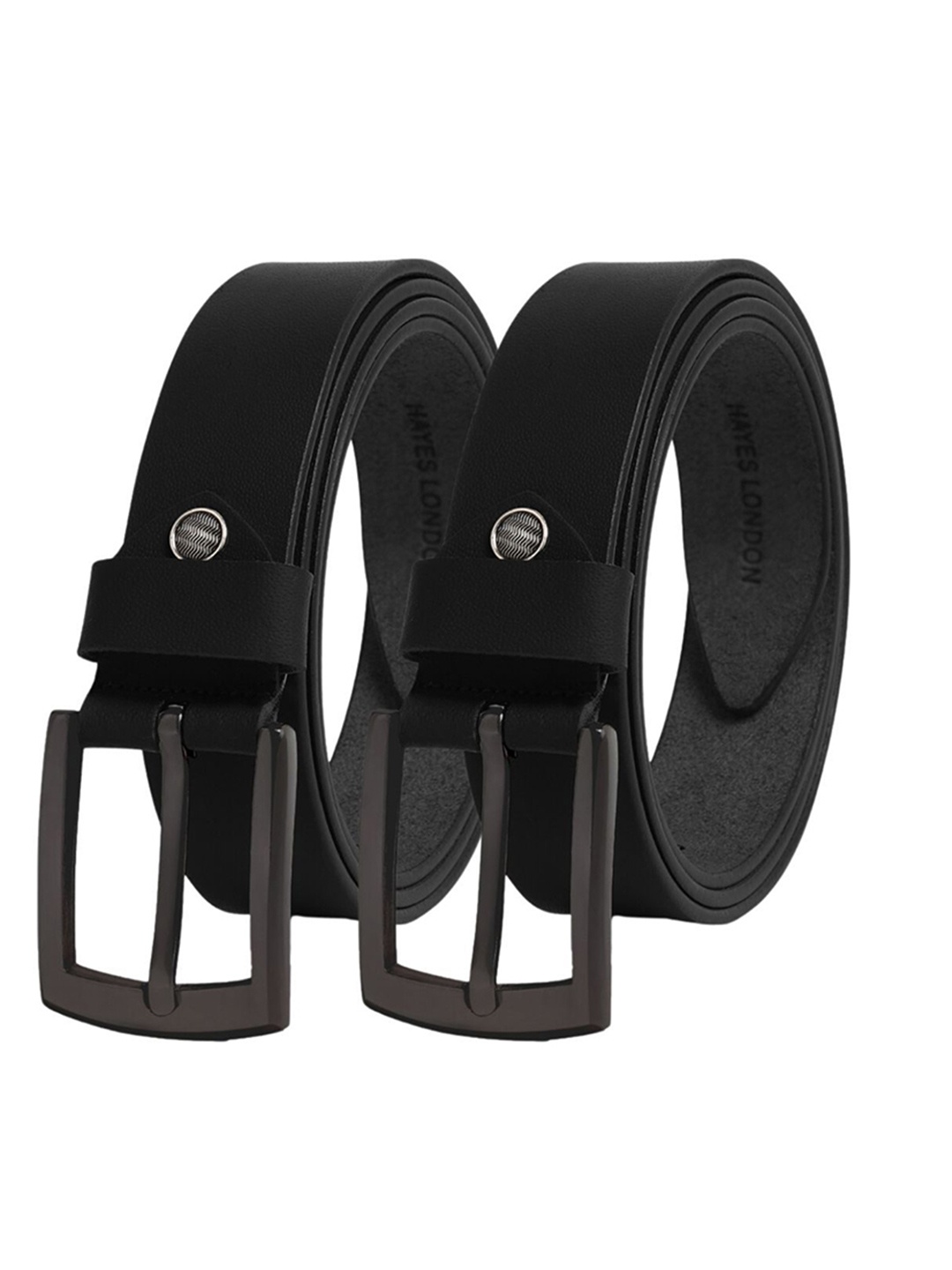 

Hayes London Men Leather Belts Combo Pack of 2 Stylish Genuine Formal Belt, Black